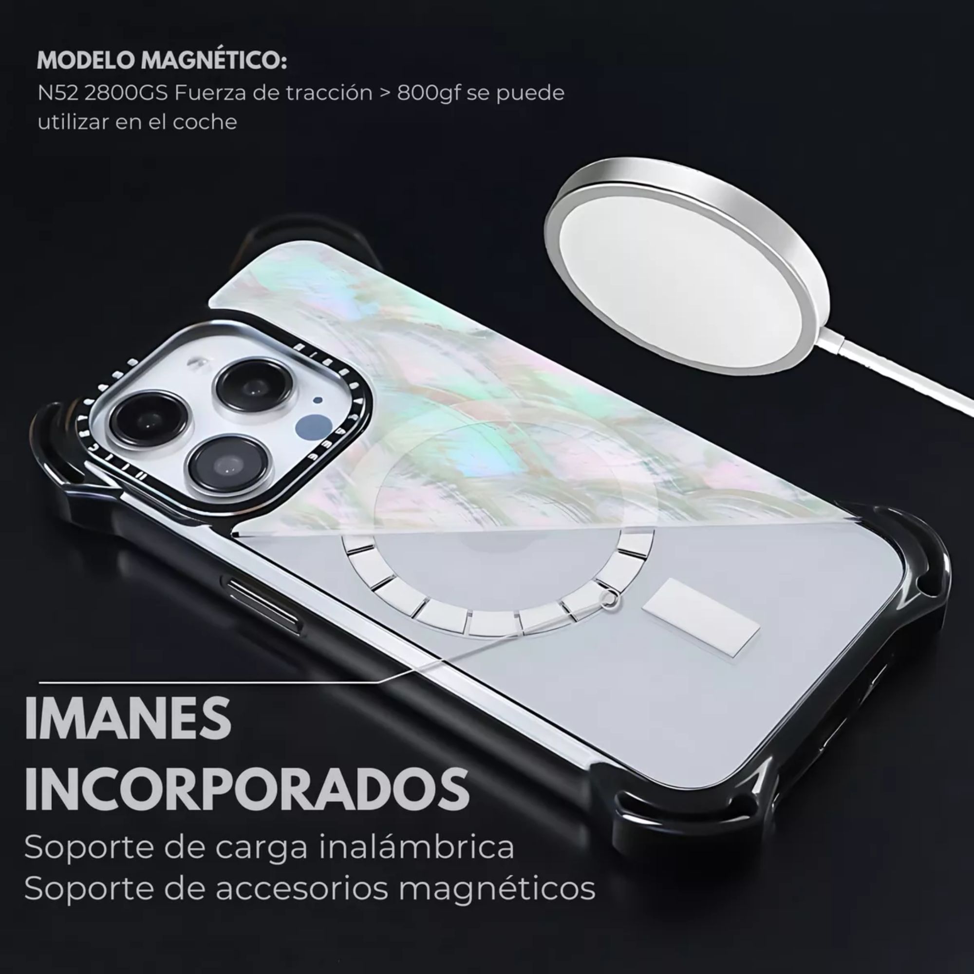 Foto 6 pulgar | Funda Uso Rudo Ultra Bounce Concha Nacar Para Iphone 15 Pro / Concha Color Blanco Magsafe