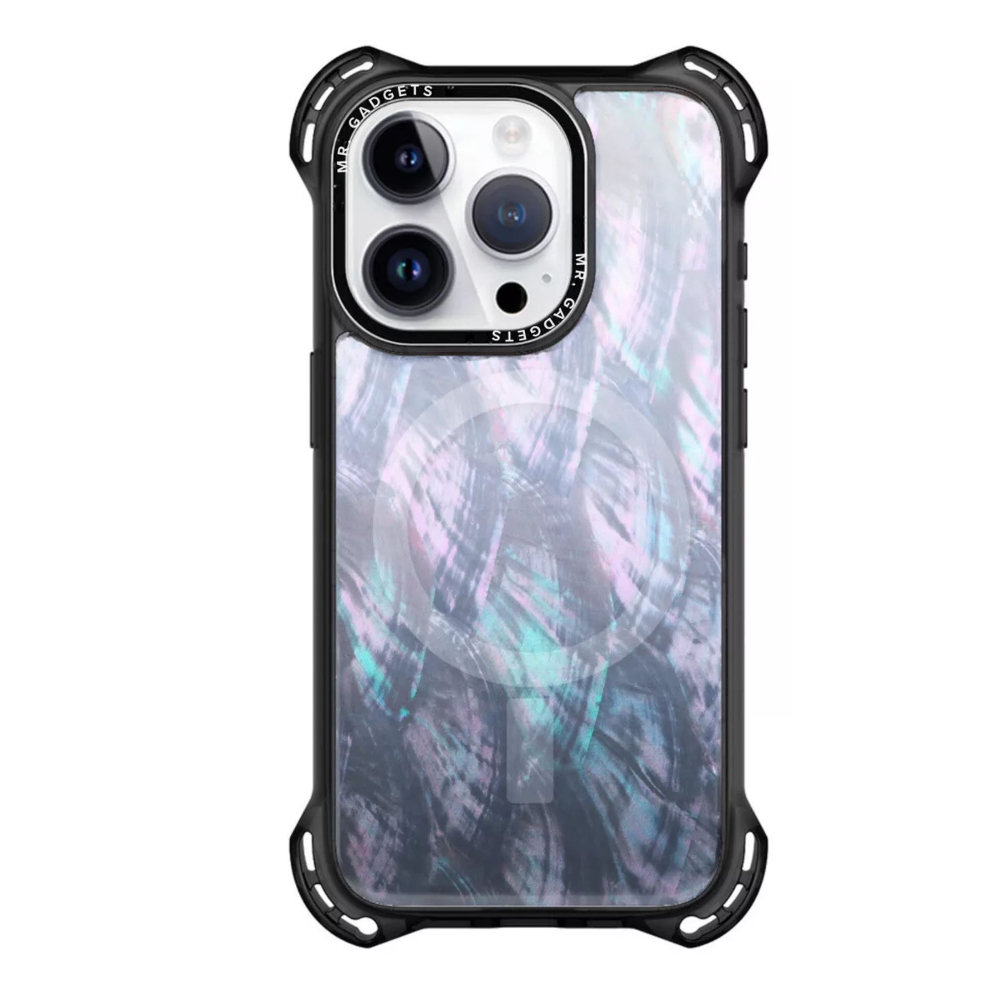 Foto 2 pulgar | Funda Uso Rudo Ultra Bounce Concha Nacar Para Iphone 15 Promax Concha Color Gris Magsafe
