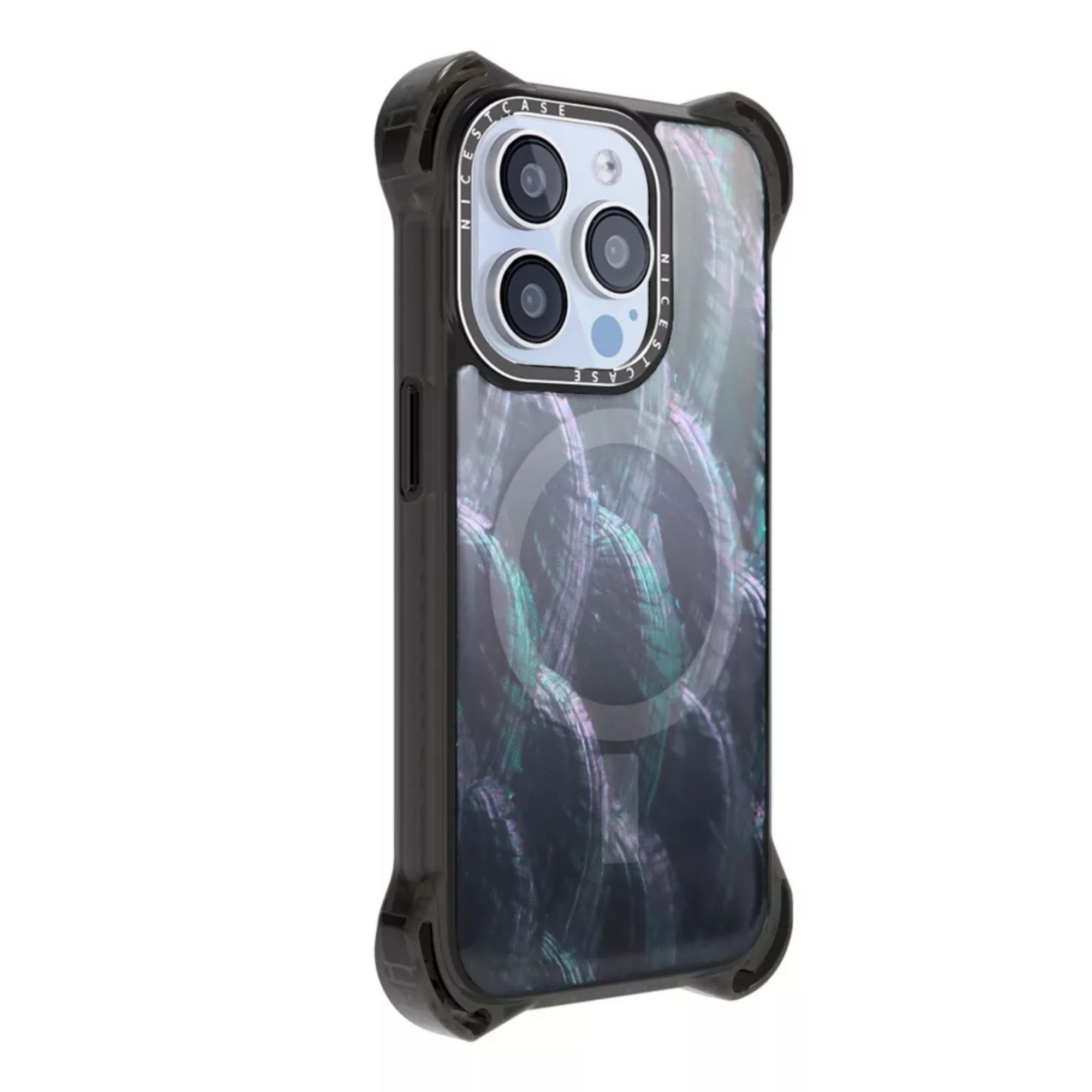 Foto 3 pulgar | Funda Uso Rudo Ultra Bounce Concha Nacar Para Iphone 15 Promax Concha Color Gris Magsafe