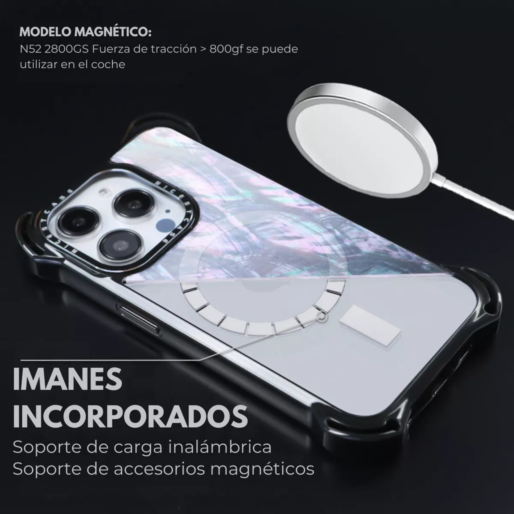 Foto 6 pulgar | Funda Uso Rudo Ultra Bounce Concha Nacar Para Iphone 15 Promax Concha Color Gris Magsafe