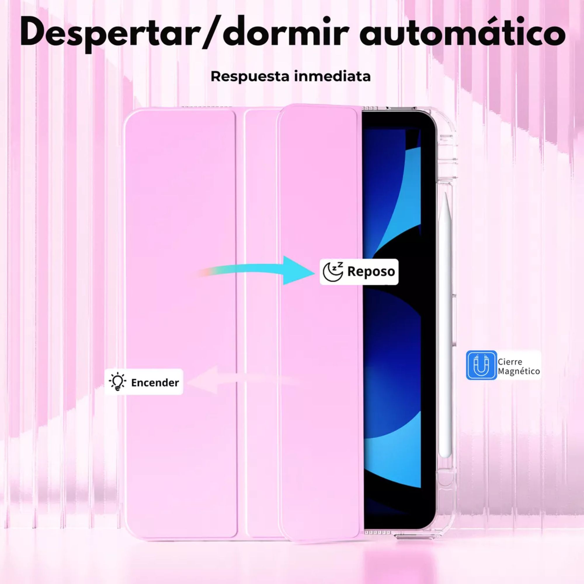 Foto 4 | Funda Para Ipad Pro 12.9 / Air 13 M2 Smart Cover Soporte Color Rosa