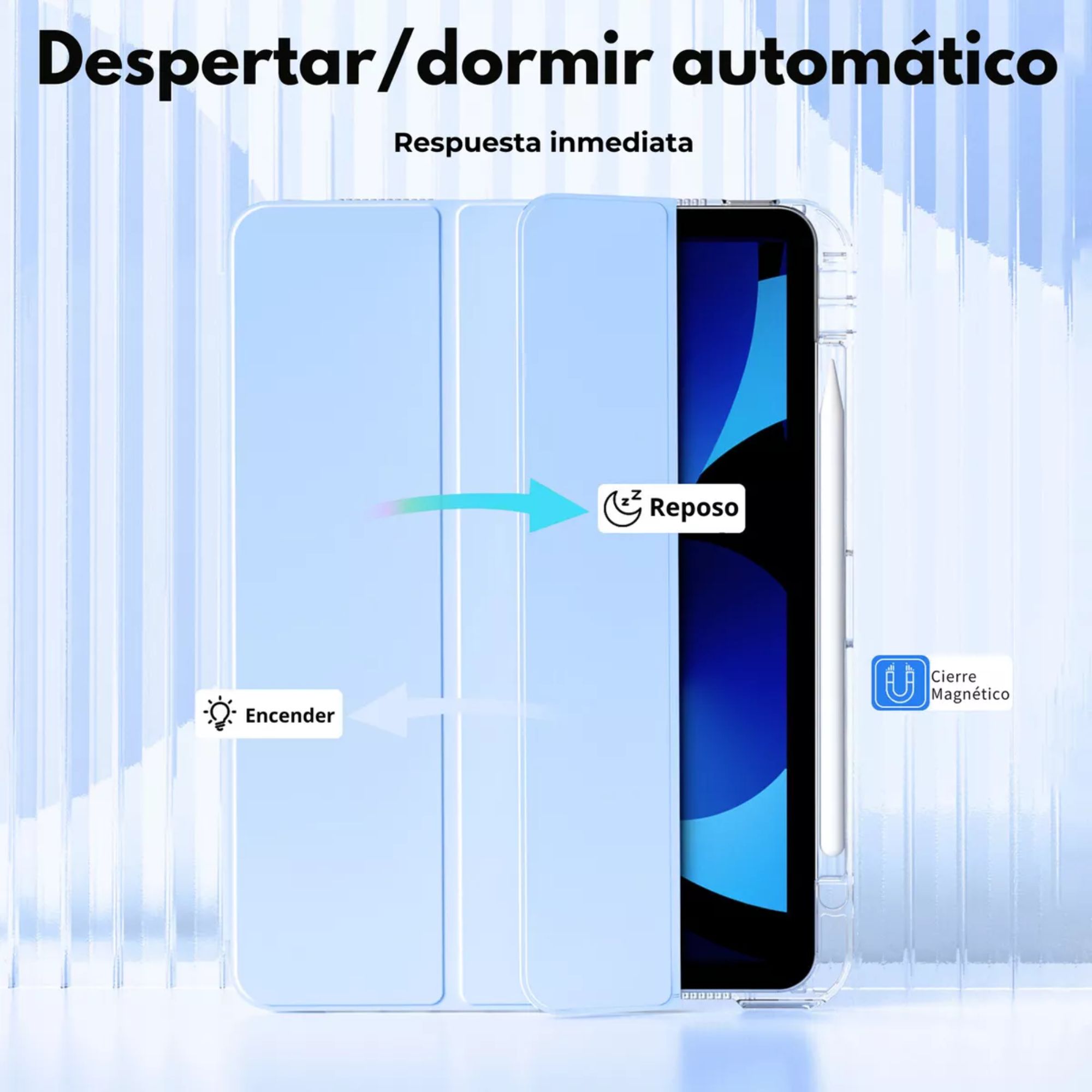 Foto 6 pulgar | Funda Para Ipad Pro 12.9 / Air 13 M2 Smart Cover Soporte Color Azul Cielo