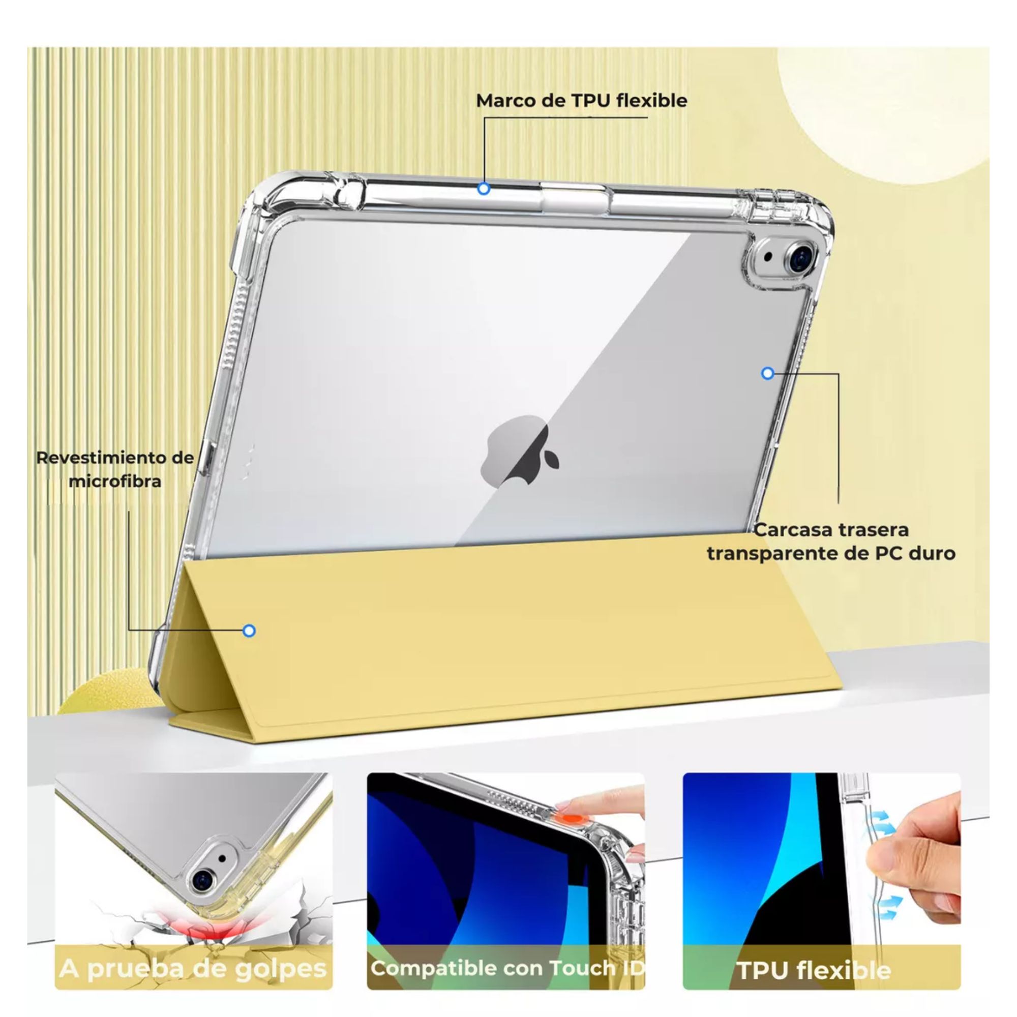 Foto 3 | Funda Para Ipad Pro 13 M4 2024 Smart Cover Soporte Plegable Color Amarillo