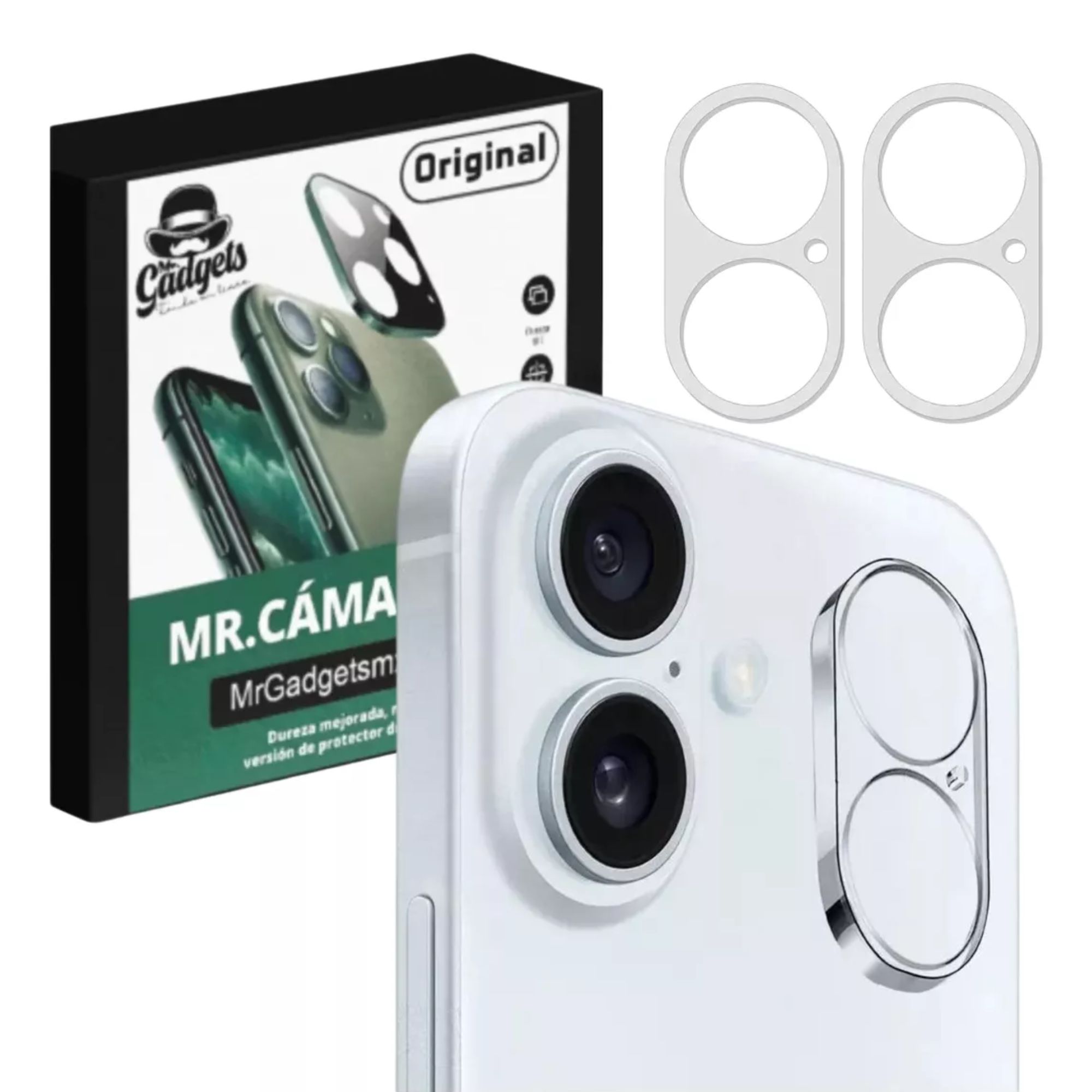 2 Micas Protectoras Lente Cámara Para Iphone 16/16 Plus Cristal