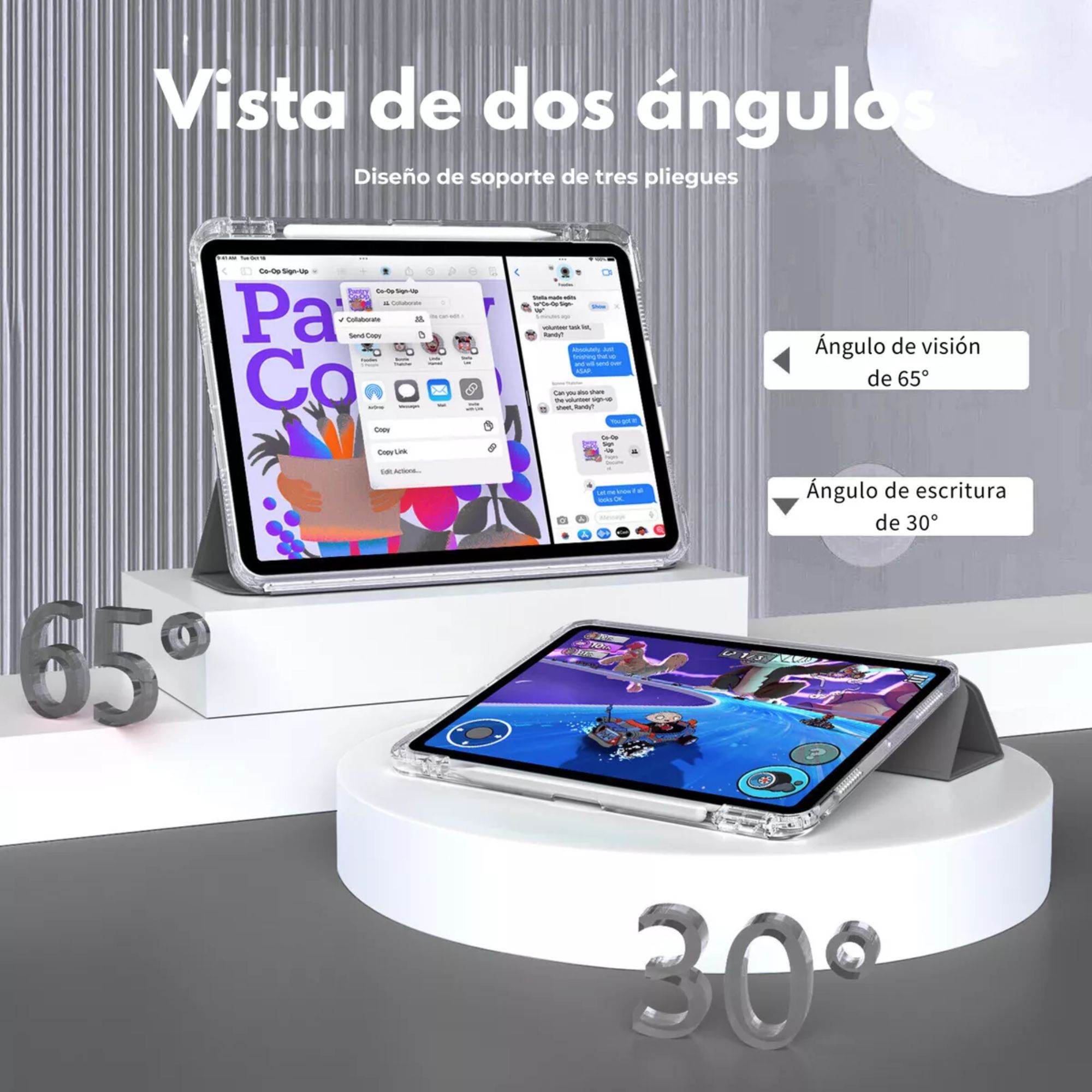 Foto 4 | Funda Para Ipad Pro 12.9 / Air 13 M2 Smart Cover Soporte Color Negro