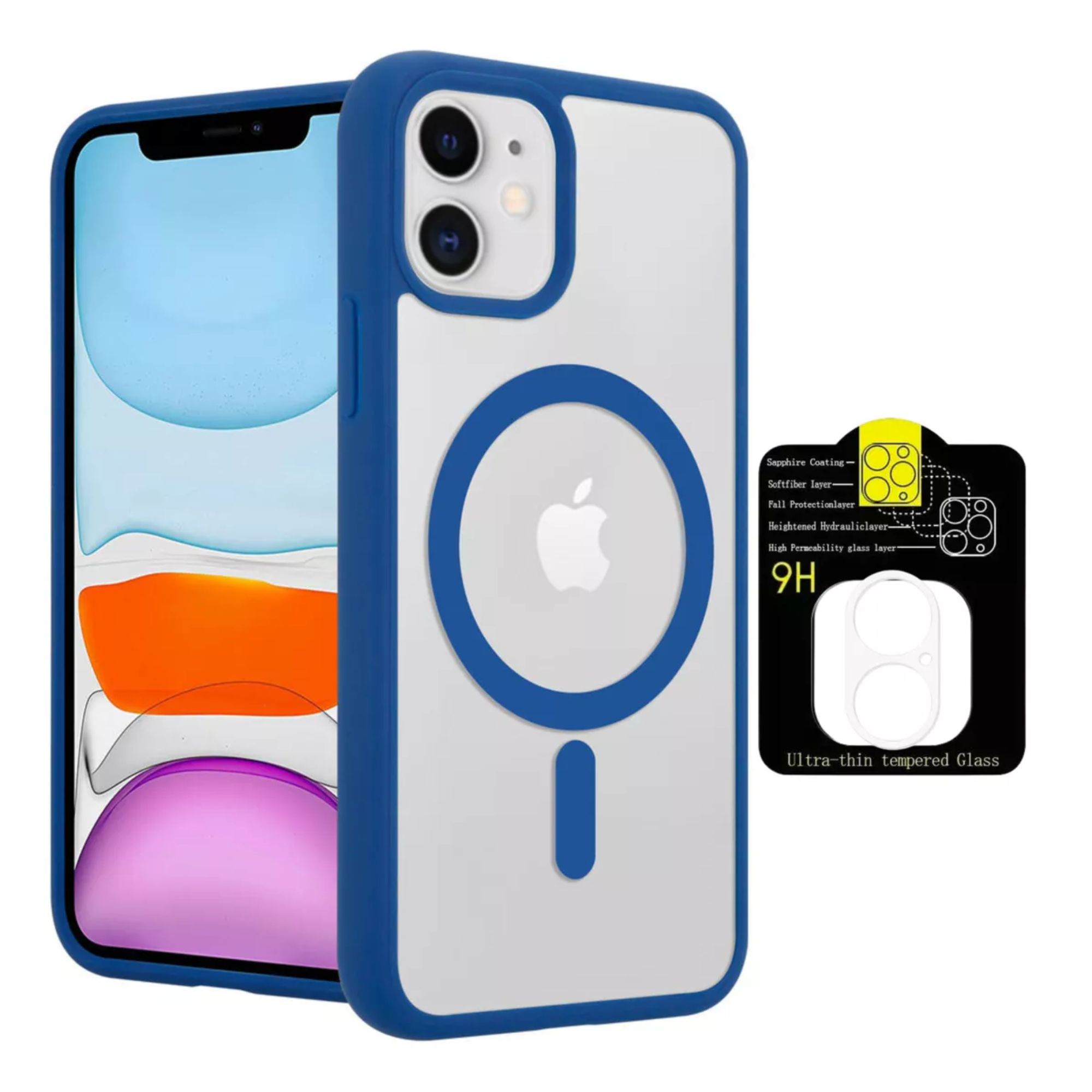 Foto 2 pulgar | Kit Mica Cámara Para Iphone 16 + Funda Case Transparente Para Iphone 16 / Azul Navy