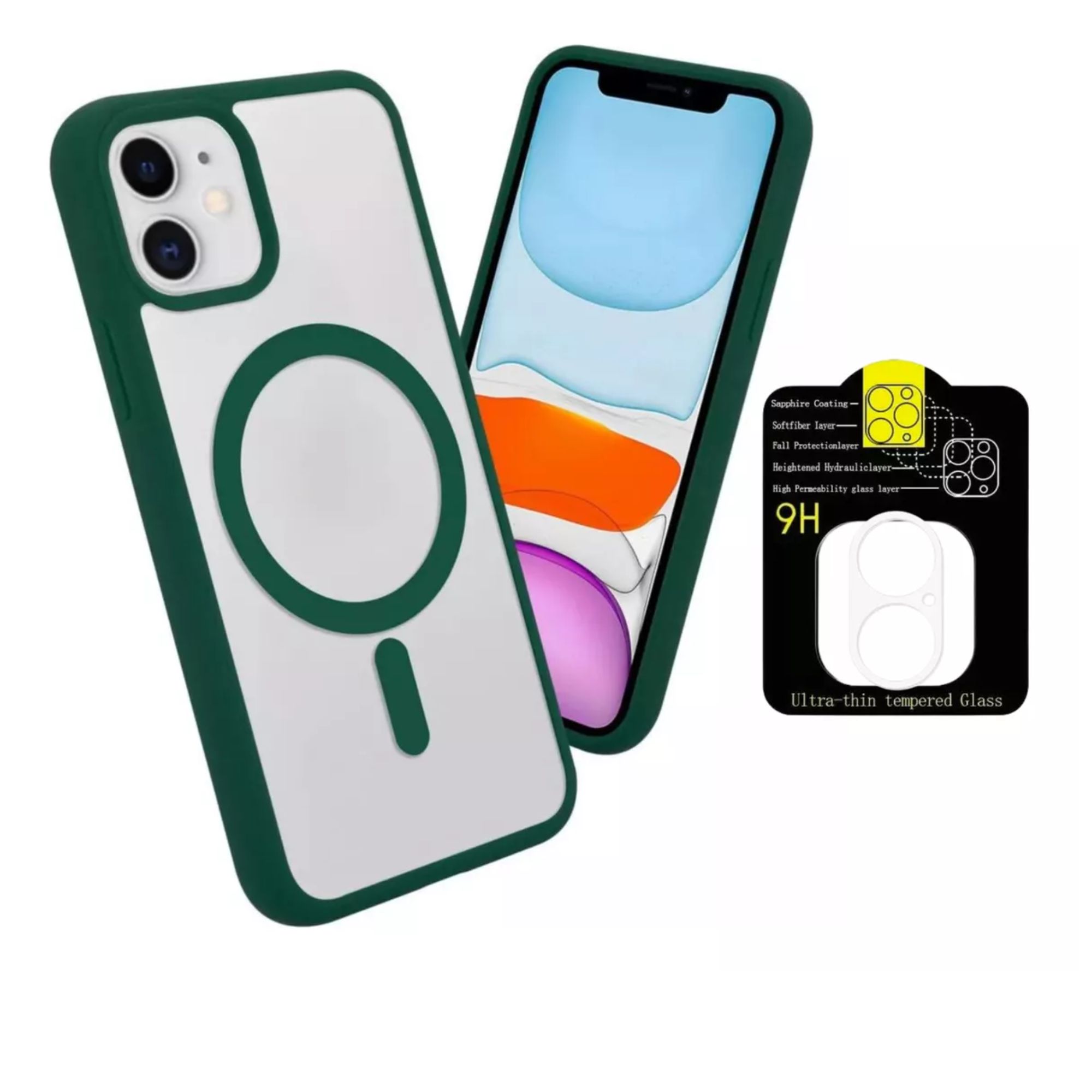 Foto 2 pulgar | Kit Mica Cámara Para Iphone 16 + Funda Case Transparente Para Iphone 16 / Verde