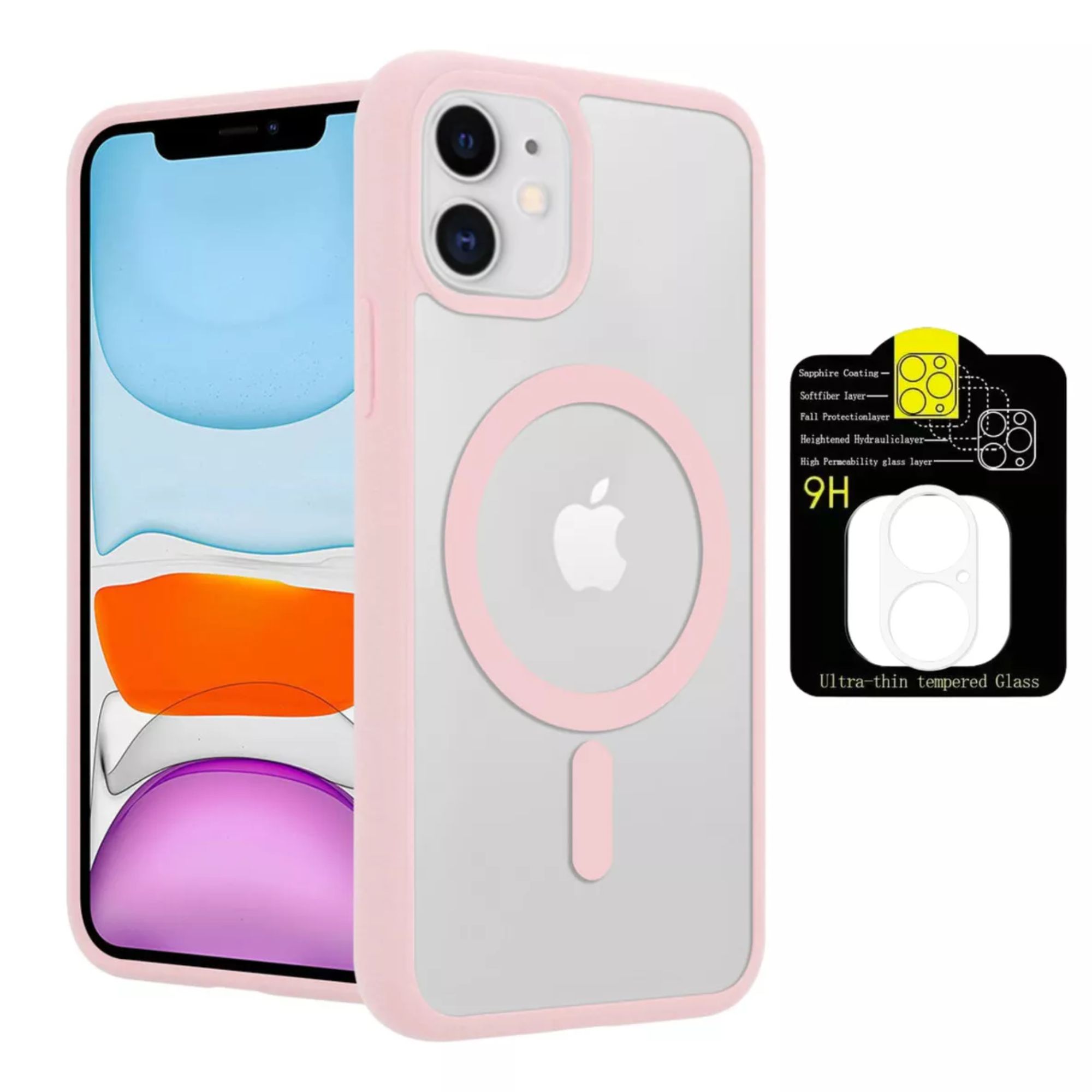 Foto 2 pulgar | Kit Mica Cámara Para Iphone 16 + Funda Case Transparente Para Iphone 16 Pro / Rosa