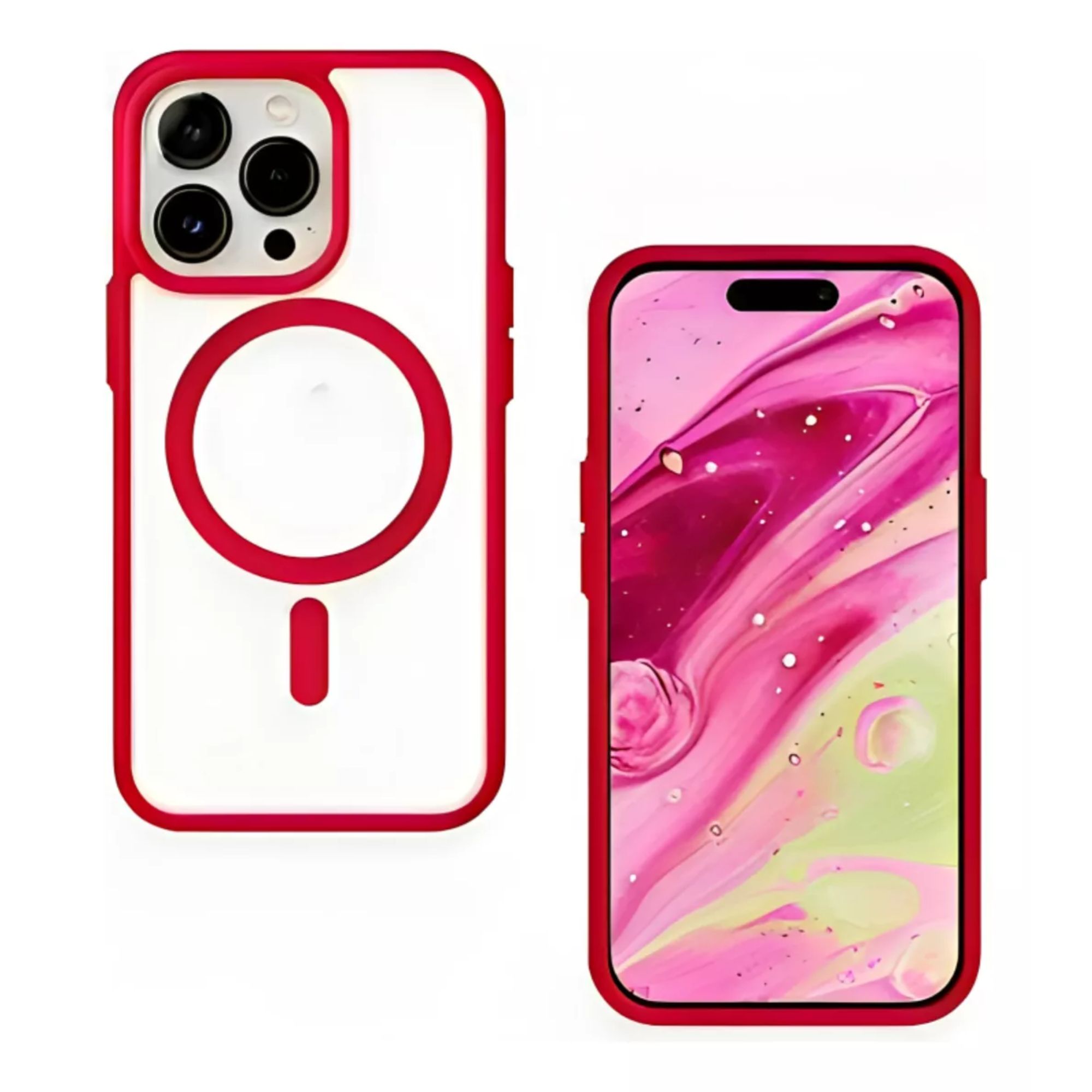 Foto 7 pulgar | Kit Mica Cámara + Funda Case Transparente con Rojo para iPhone 16 Pro