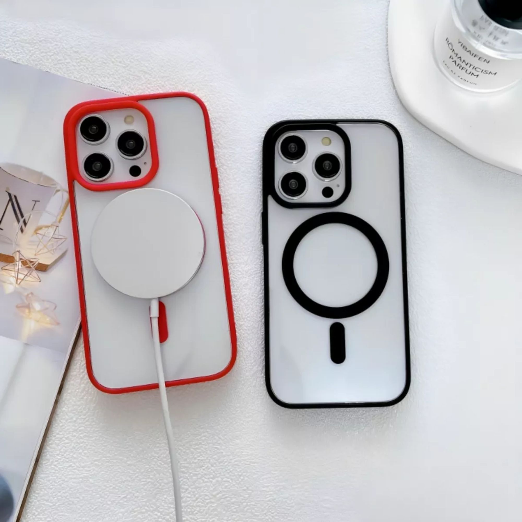 Foto 9 pulgar | Kit Mica Cámara + Funda Case Transparente con Rojo para iPhone 16 Pro