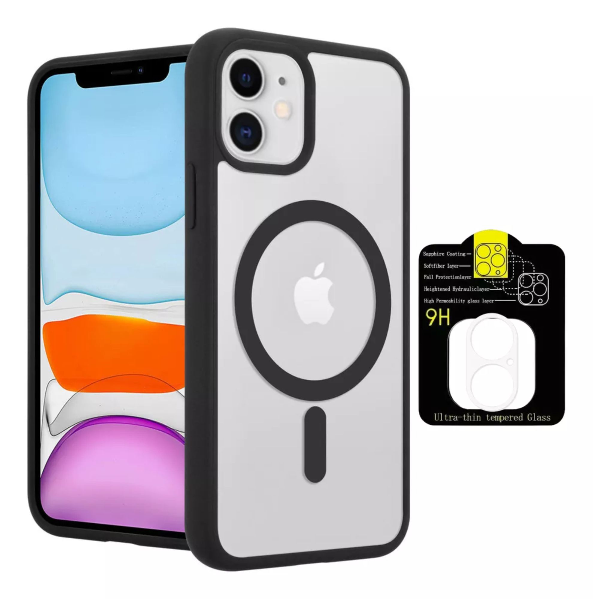 Foto 2 pulgar | Kit Mica Cámara + Funda Case Transparente con Negro para iPhone 16 Pro