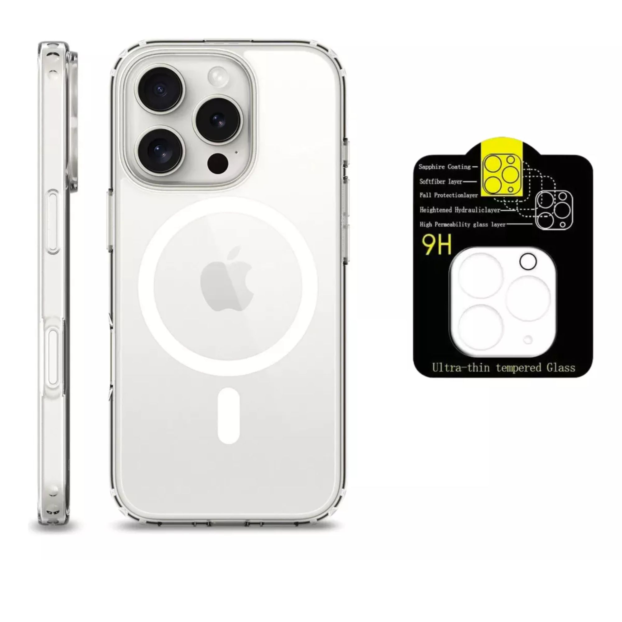 Kit Mica Cámara para iPhone 16 + Funda Case Transparente para iPhone 16 Pro