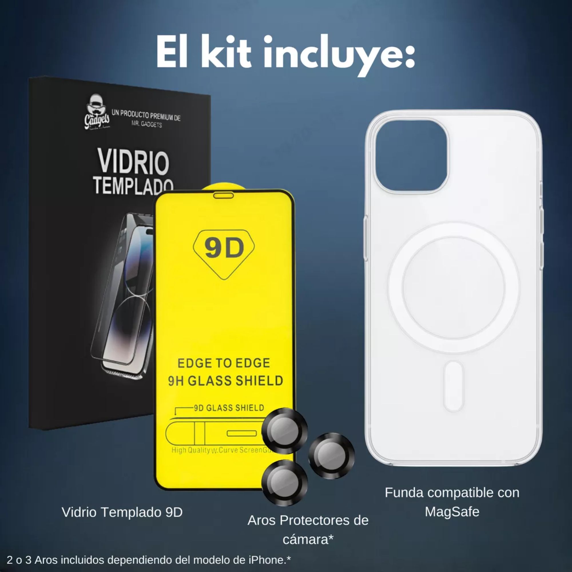 Foto 3 pulgar | Kit Funda + Mica Pantalla + Aros Cámara Para Iphone Magsafe Para Iphone 11 Pro Max / Azul