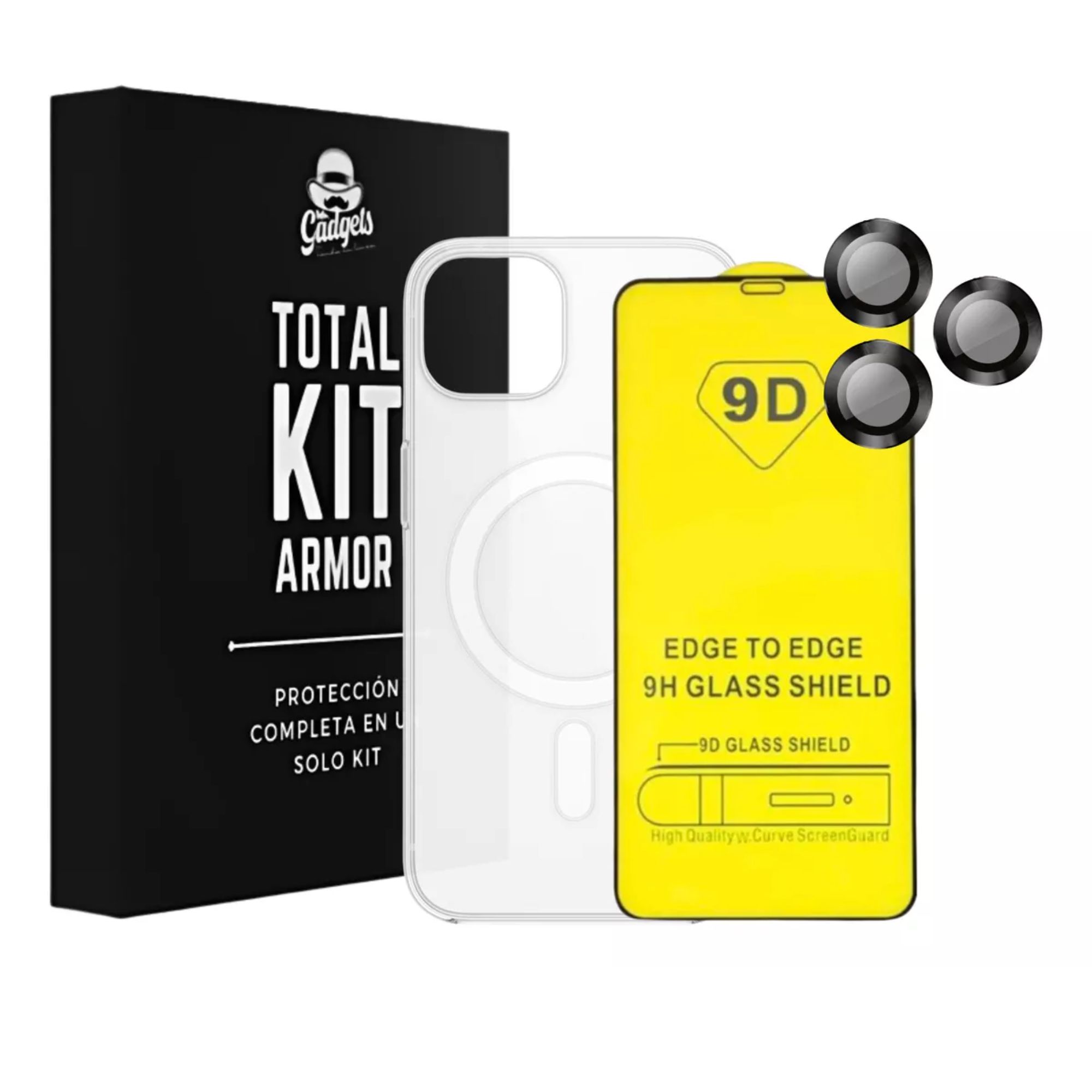 Foto 2 pulgar | Kit Armor para iPhone 13 con Funda Mica de Pantalla y Aros de Cámara MagSafe  Negro