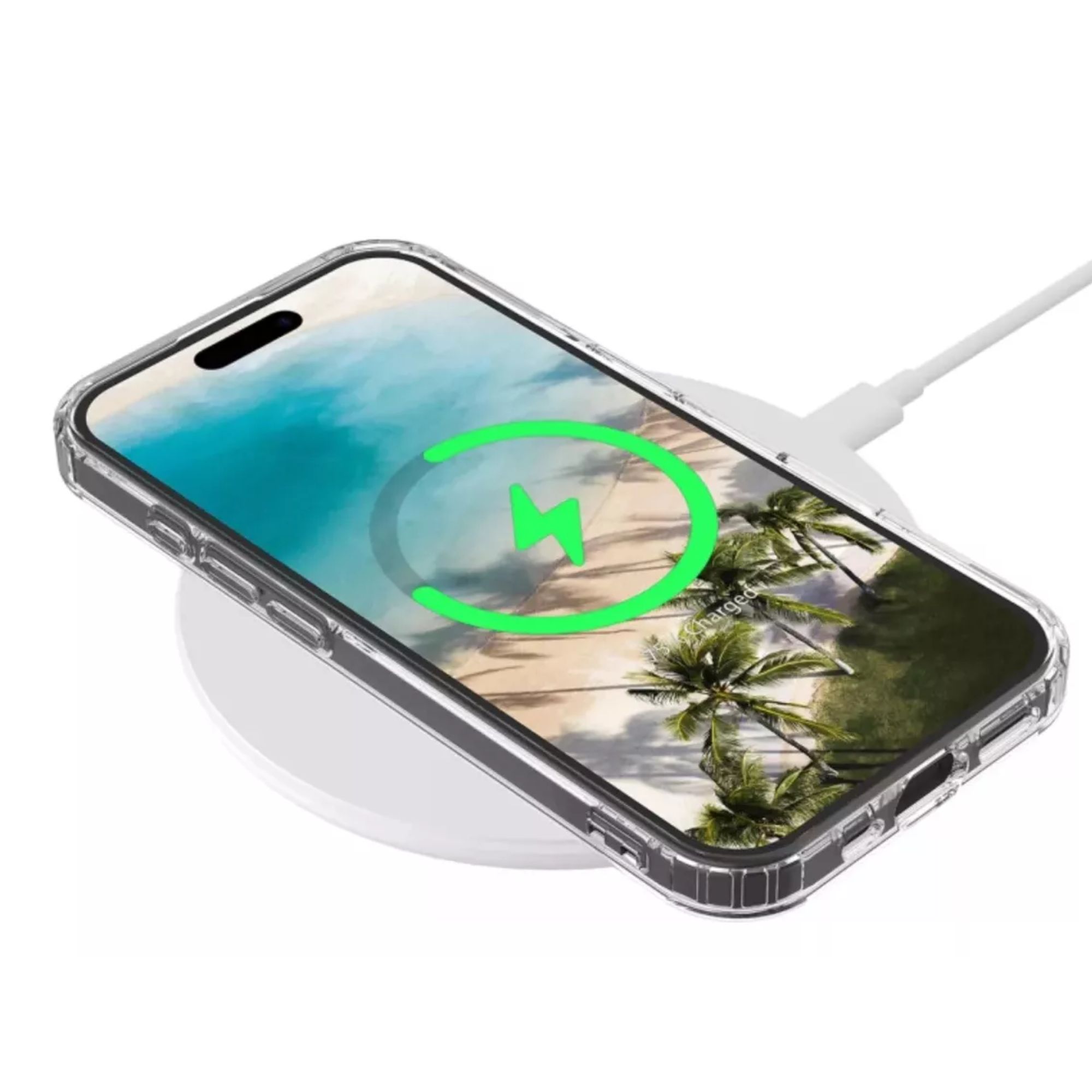 Foto 5 pulgar | Funda Magsafe Uso Rudo y Cargador Inalámbrico iPhone 16 Plus Transparente