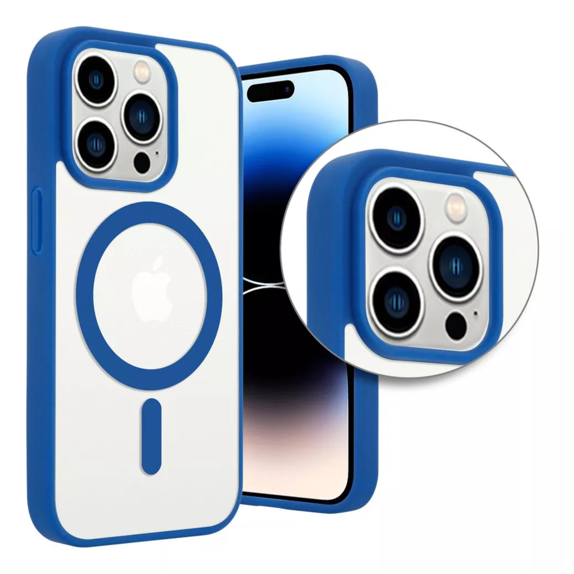 Foto 2 | Funda para iPhone 14 Plus/15 Plus Azul + Cargador Inalámbrico Magsafe