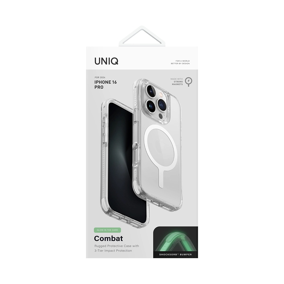 Foto 6 pulgar | Funda Para Iphone 16 Pro Verde Lima | Blanco Combat (magclick™) De Uniq