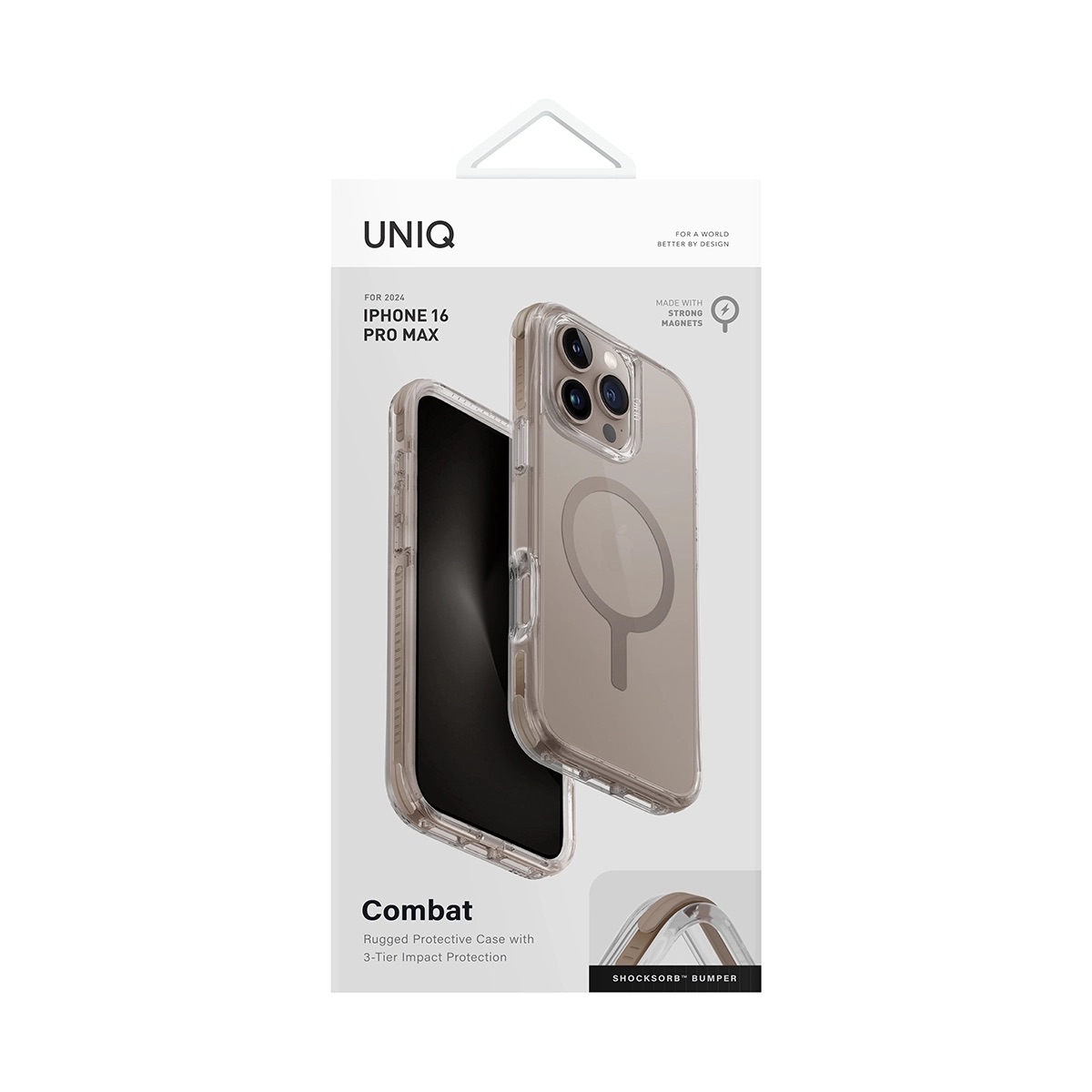 Foto 5 pulgar | Funda Para Iphone 16 Pro Max Taupe Dorado Combat (magclick™) De Uniq