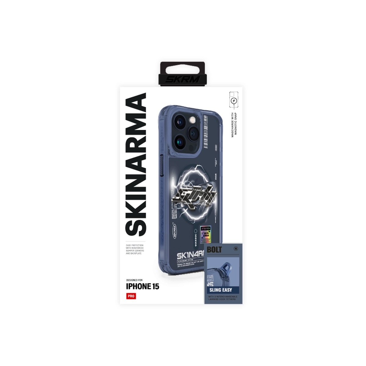 Foto 5 pulgar | Funda Skinarma Bolt (Mag-Charge) Azul para iPhone 15 Pro