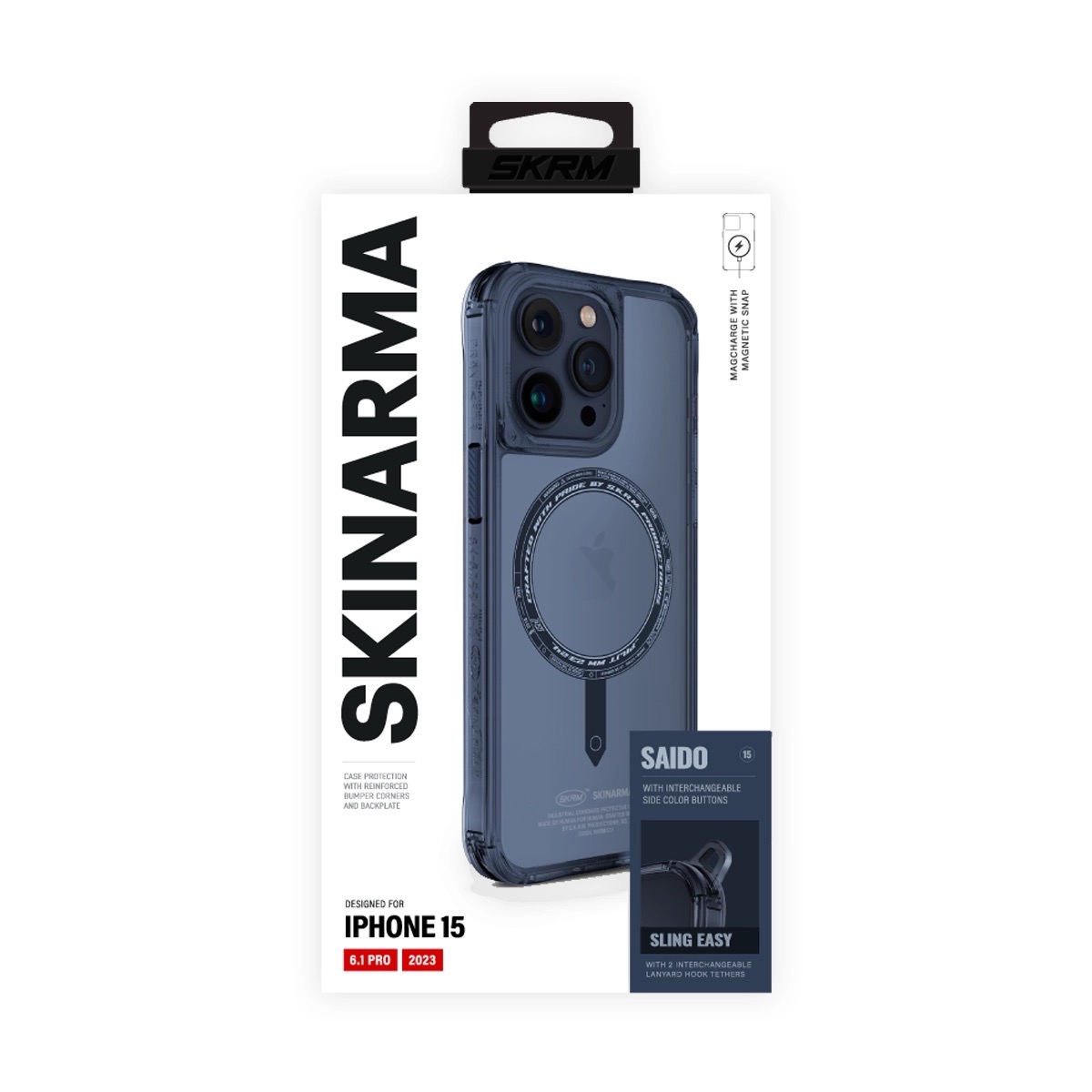 Foto 7 pulgar | Funda para iPhone 15 Pro Azul Saido (mag-charge) de Skinarma