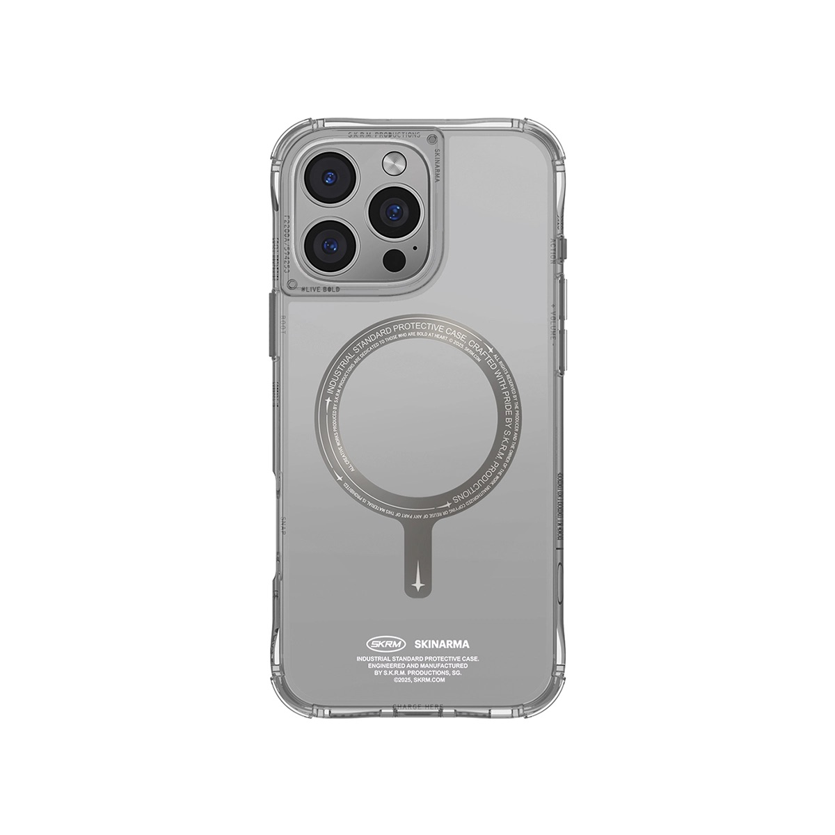 Foto 3 pulgar | Funda para iPhone 16 Pro Max Titanio Saido SKINARMA Transparente con Carga Inalámbrica