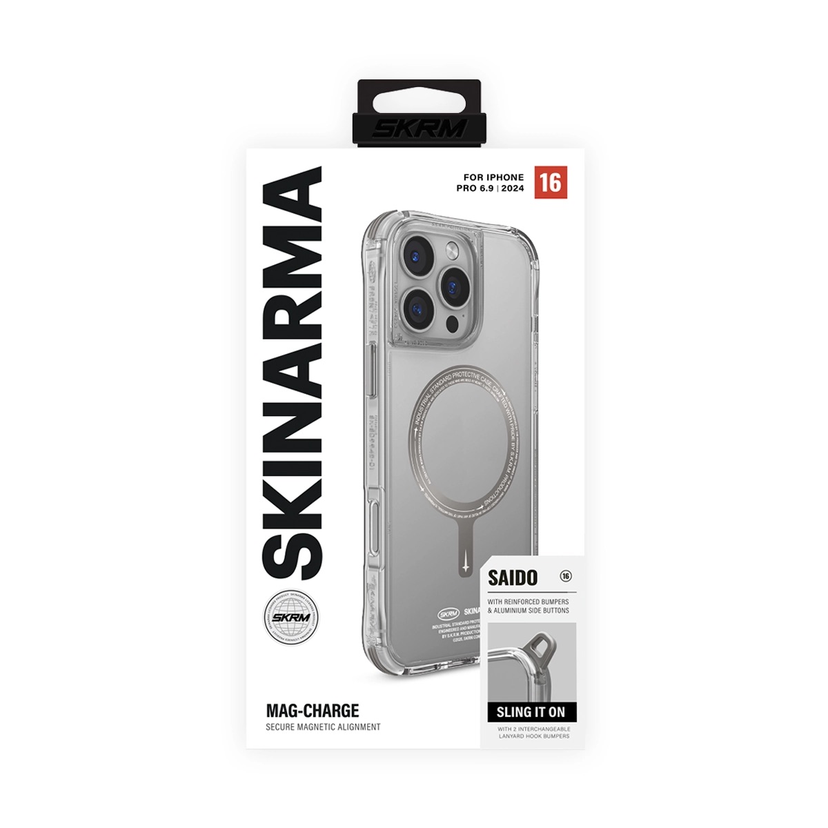 Foto 5 pulgar | Funda para iPhone 16 Pro Max Titanio Saido SKINARMA Transparente con Carga Inalámbrica