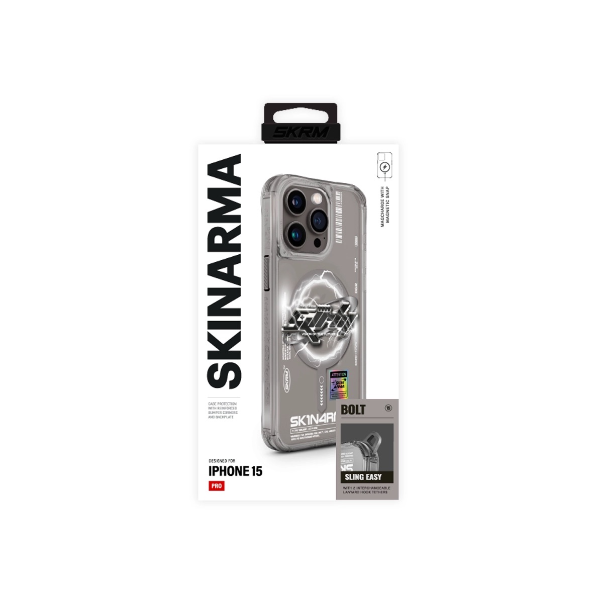 Foto 5 pulgar | Funda Skinarma Bolt (Mag-Charge) Gris para iPhone 15 Pro
