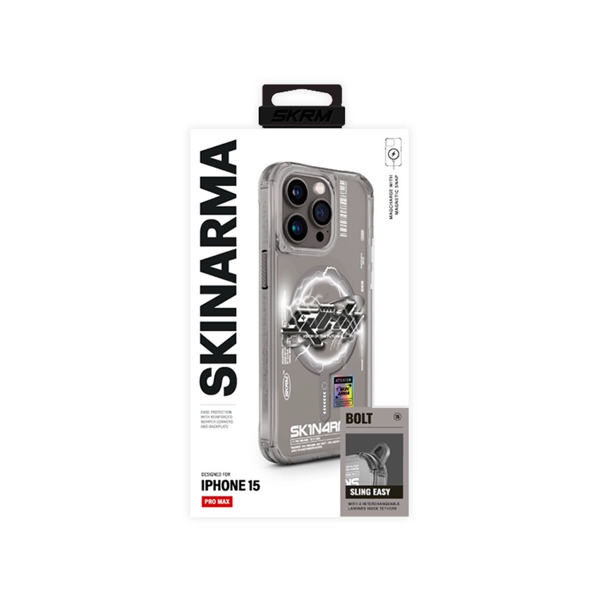 Foto 5 pulgar | Funda Skinarma Bolt (Mag-Charge) Gris para iPhone 15 Pro Max