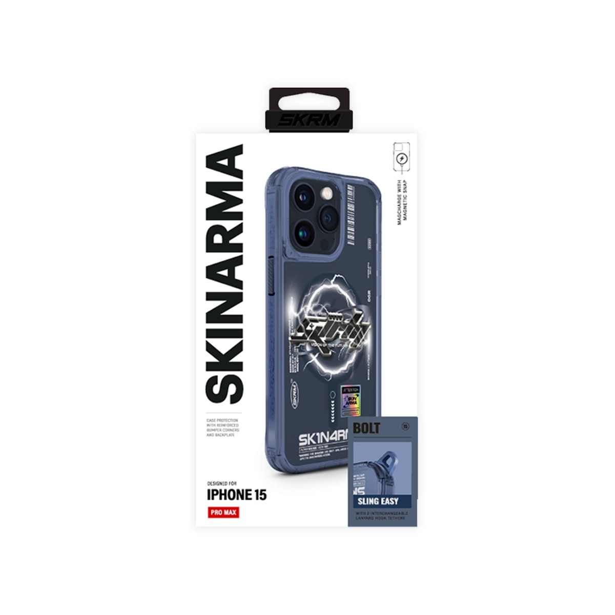 Foto 5 pulgar | Funda Skinarma Bolt (Mag-Charge) Azul para iPhone 15 Pro Max