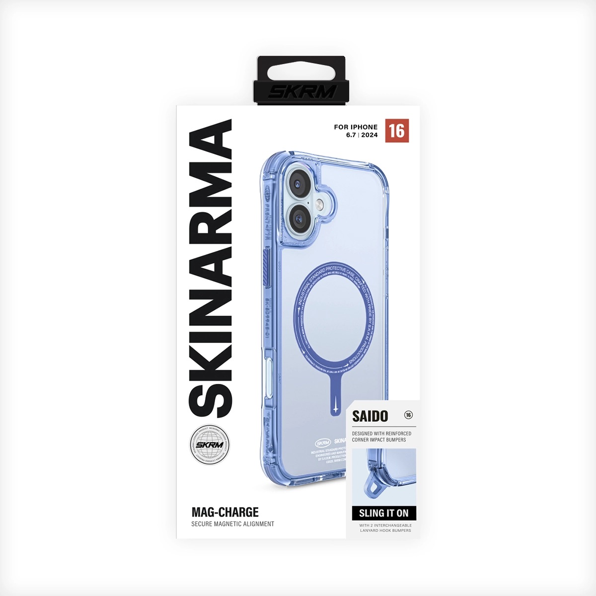 Foto 6 pulgar | Funda para iPhone 16 Plus Azul Saido Skinarma