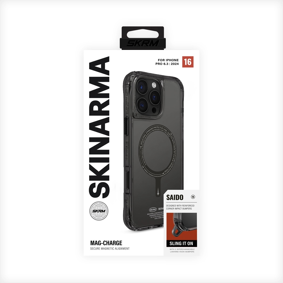 Foto 5 pulgar | Funda para iPhone 16 Pro Negro Saido Skinarma