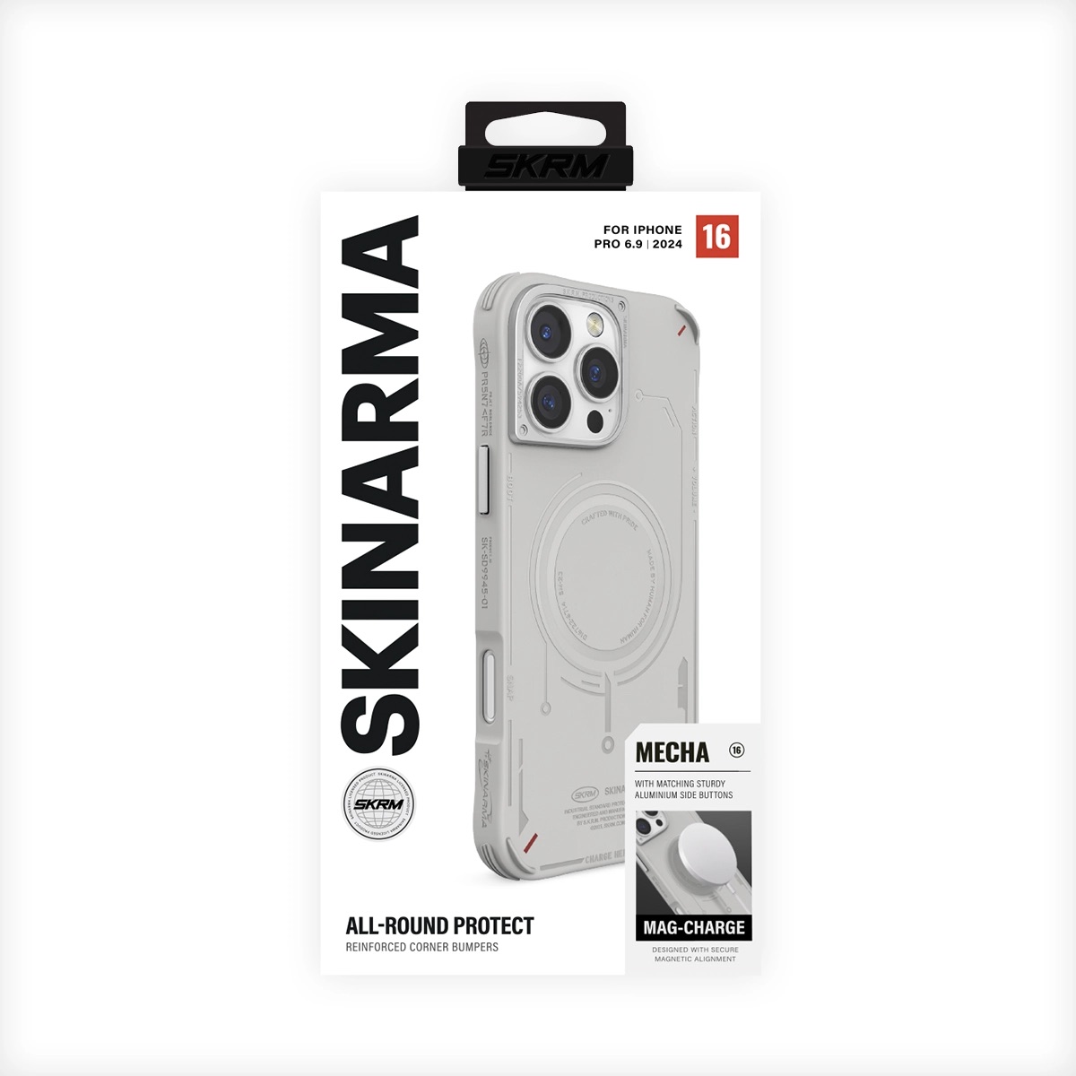 Foto 5 pulgar | Funda para Iphone 16 Pro Max Gris Claro Skinarma Mecha