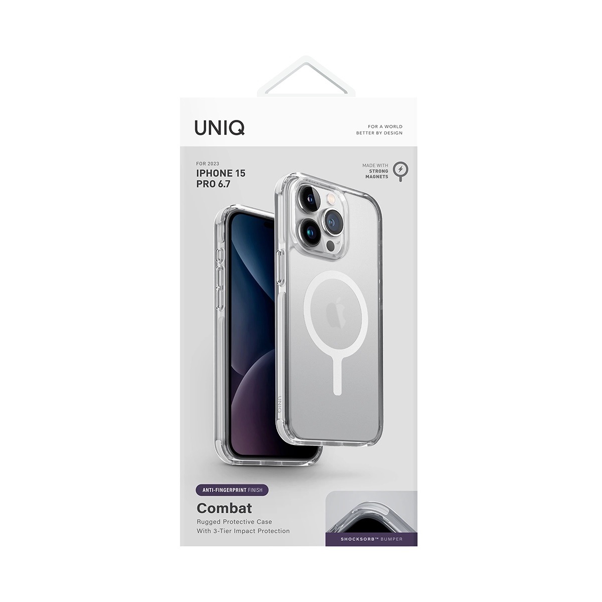 Foto 7 pulgar | Funda Para Iphone 15 Pro Max Blanco Combat (magclick™) De Uniq