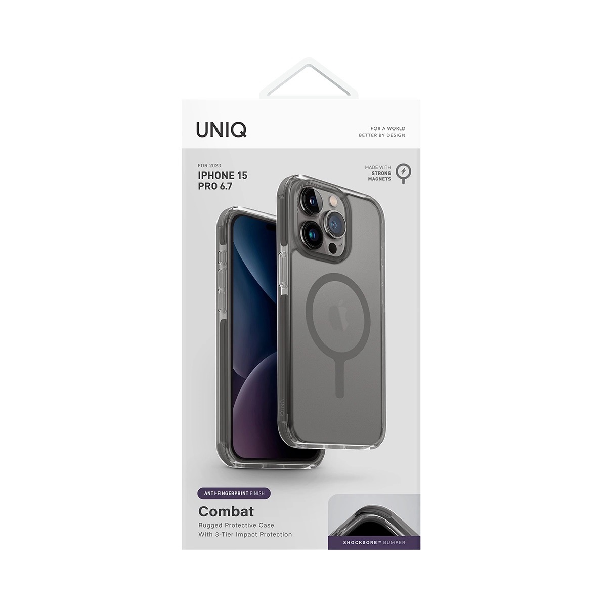 Foto 7 pulgar | Funda Para Iphone 15 Pro Max Gris Matizado Combat (magclick™) De Uniq