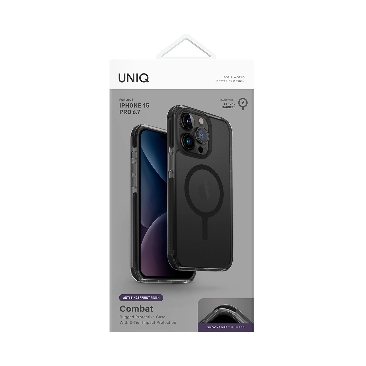 Foto 7 pulgar | Funda Para Iphone 15 Pro Max Negro Combat (magclick™) De Uniq