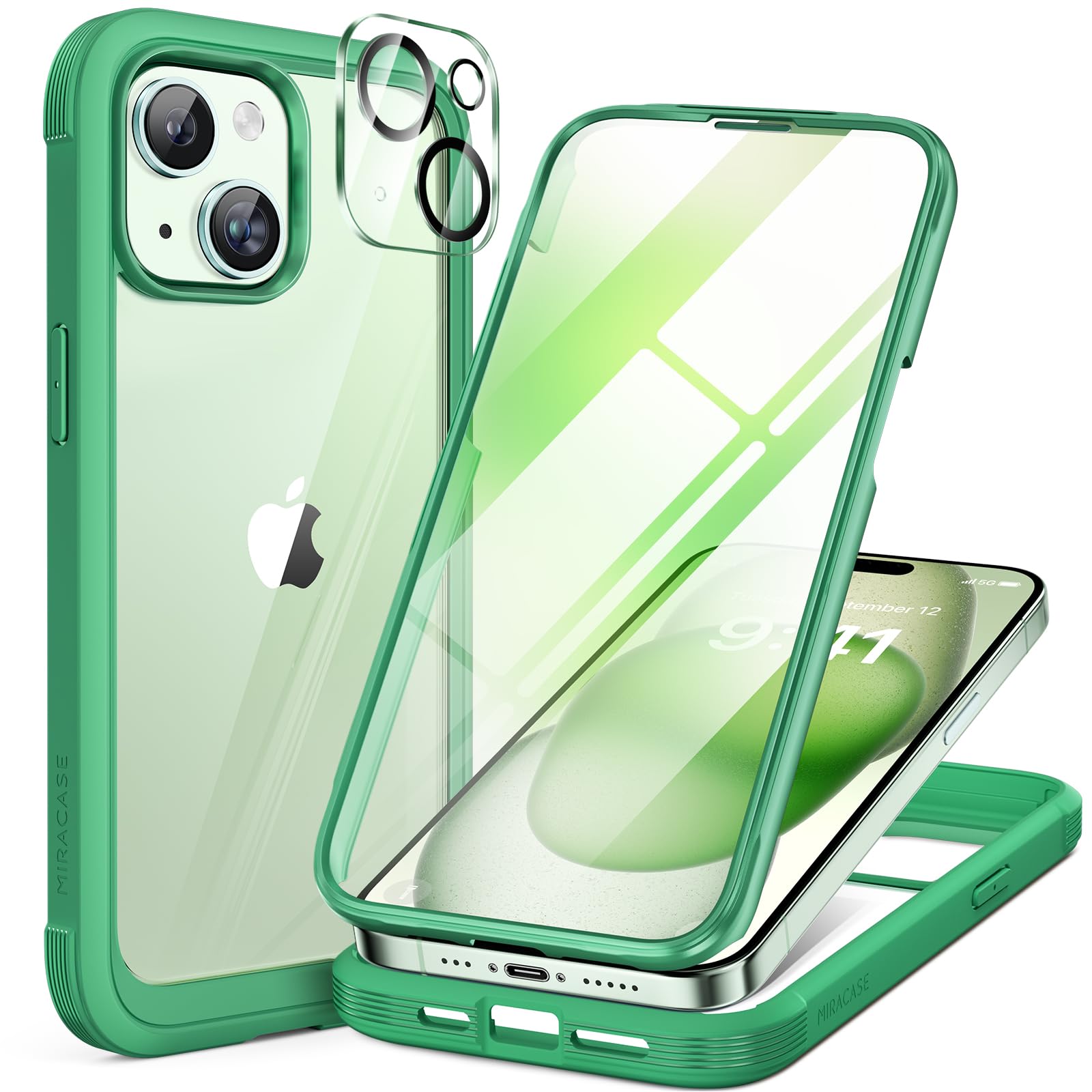 Foto 2 pulgar | Funda Miracase Glass Series Para Iphone 15 Plus De 6.7 Pulgadas, Color Verde - Venta Internacional.