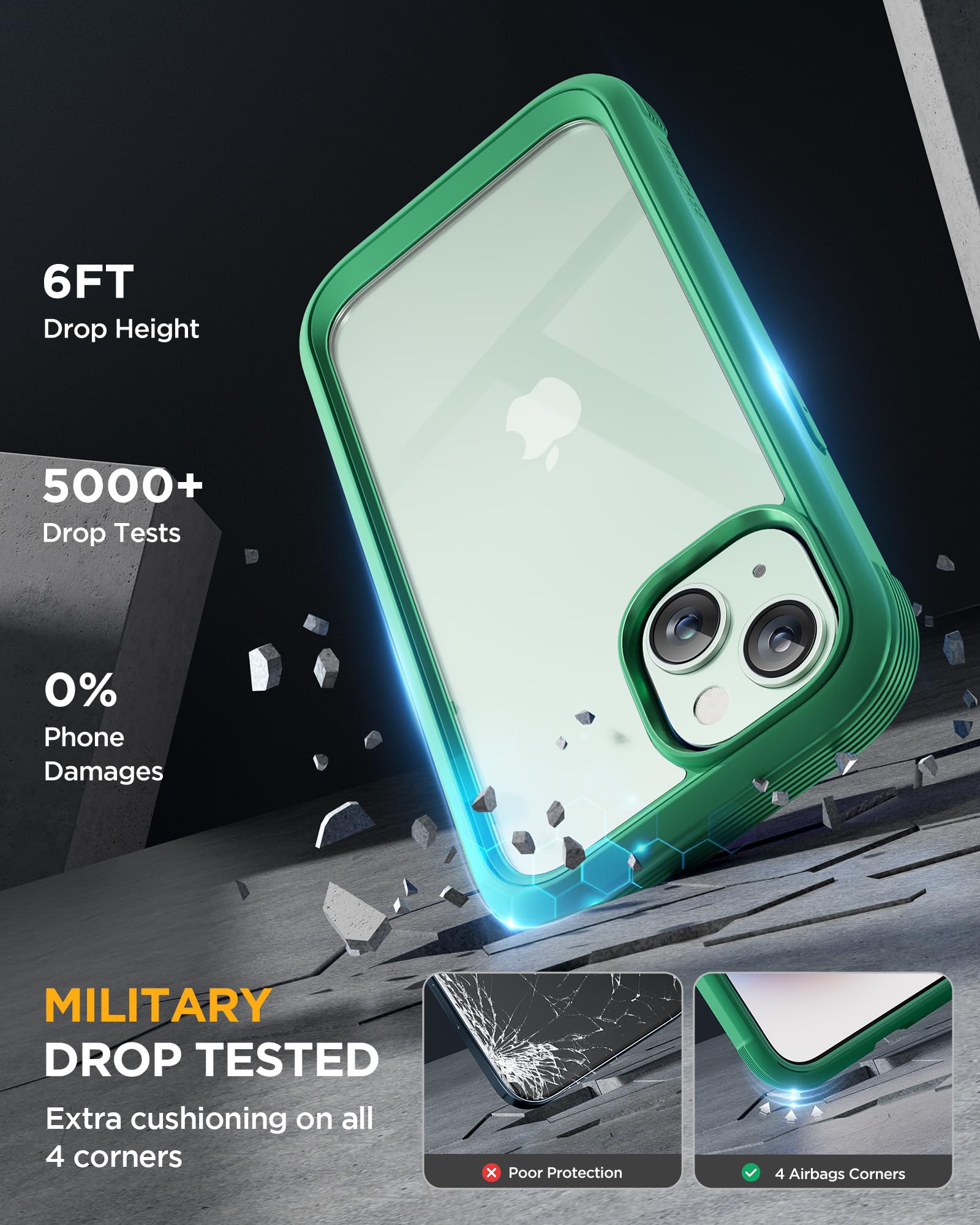 Foto 3 | Funda Miracase Glass Series Para Iphone 15 Plus De 6.7 Pulgadas, Color Verde - Venta Internacional.