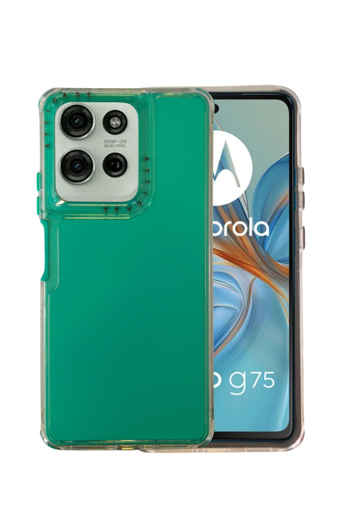 Foto 2 pulgar | Funda Uso Rudo Rainbow Paint Doble Capa para Moto G75 Verde