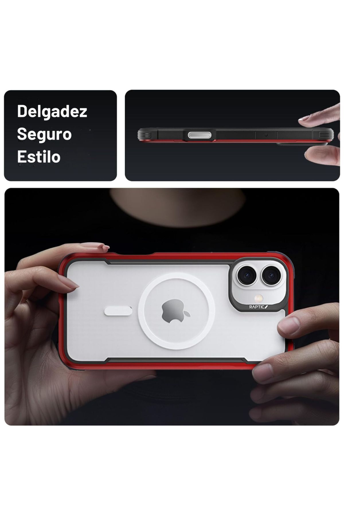Foto 7 pulgar | Funda Aluminio Raptic Shield Maganetico Para Iphone 16 Rojo