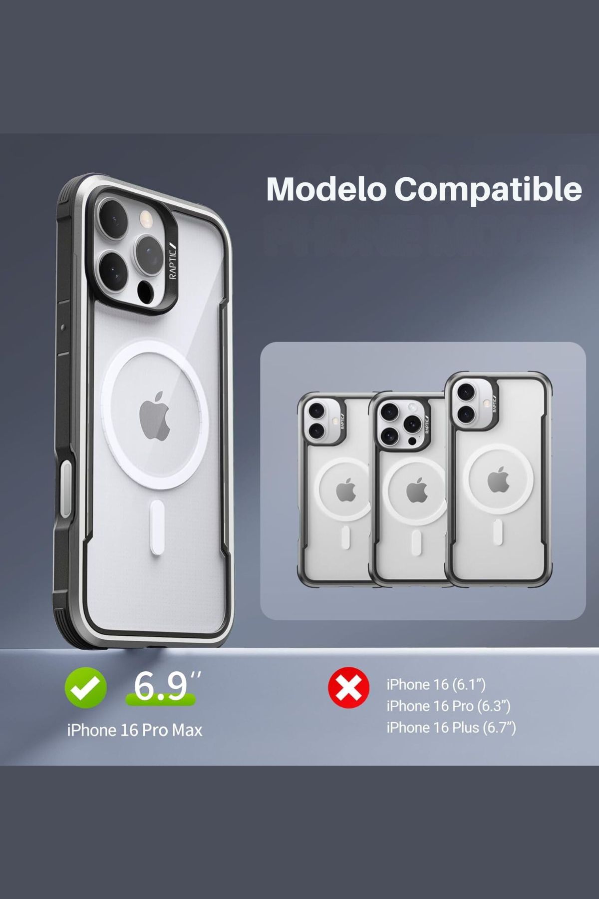 Foto 2 | Funda Aluminio Raptic Shield Maganetico Para Iphone 16 Pro Max Negro