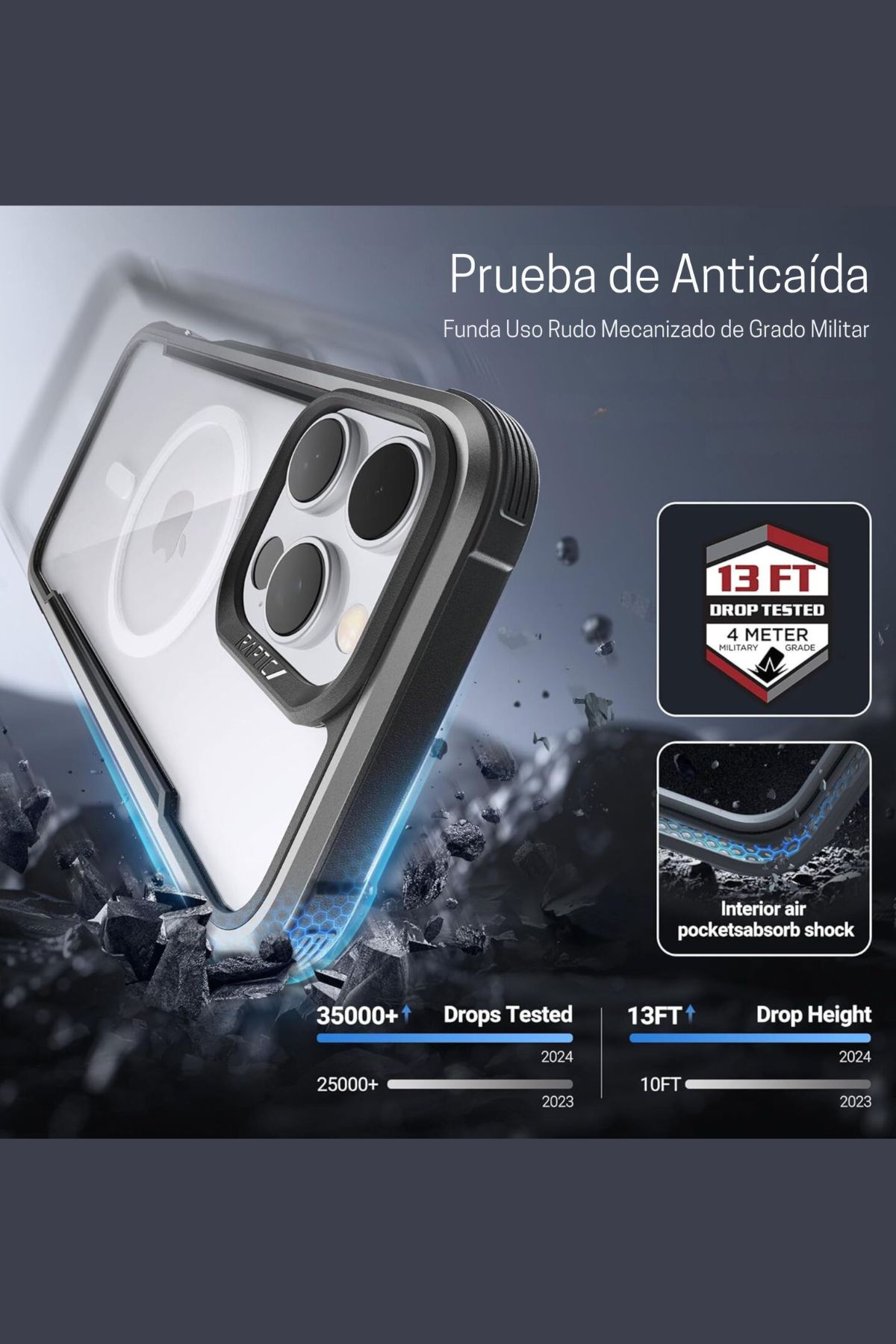 Foto 4 pulgar | Funda Aluminio Raptic Shield Maganetico Para Iphone 16 Pro Max Negro