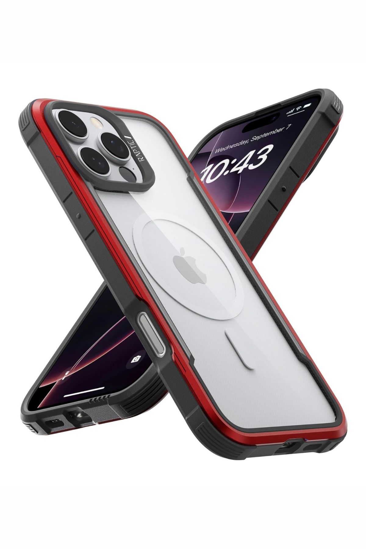 Funda Aluminio Raptic Shield Maganetico Para Iphone 16 Pro Max Rojo