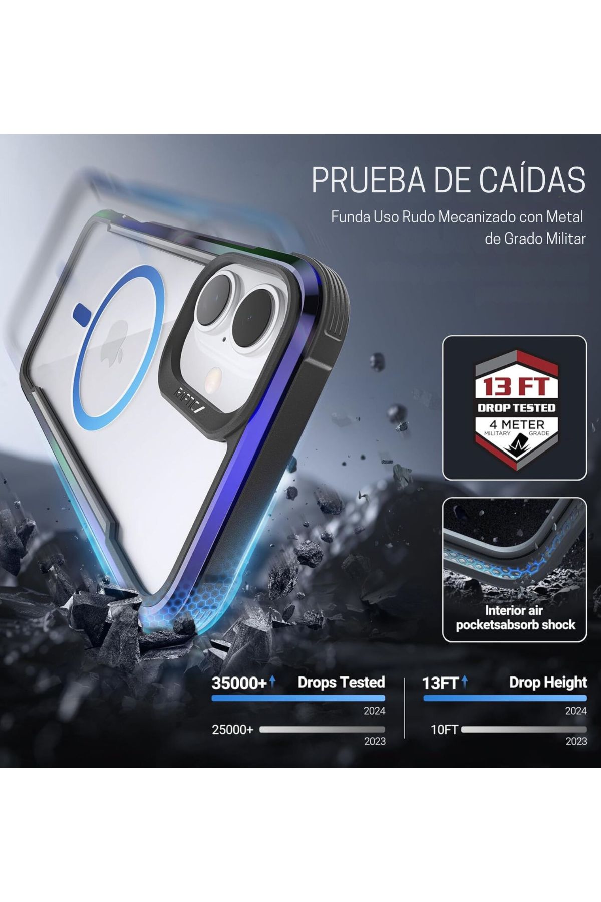 Foto 5 pulgar | Funda Aluminio Raptic Shield Maganetico Para Iphone 16 Plus Onyx
