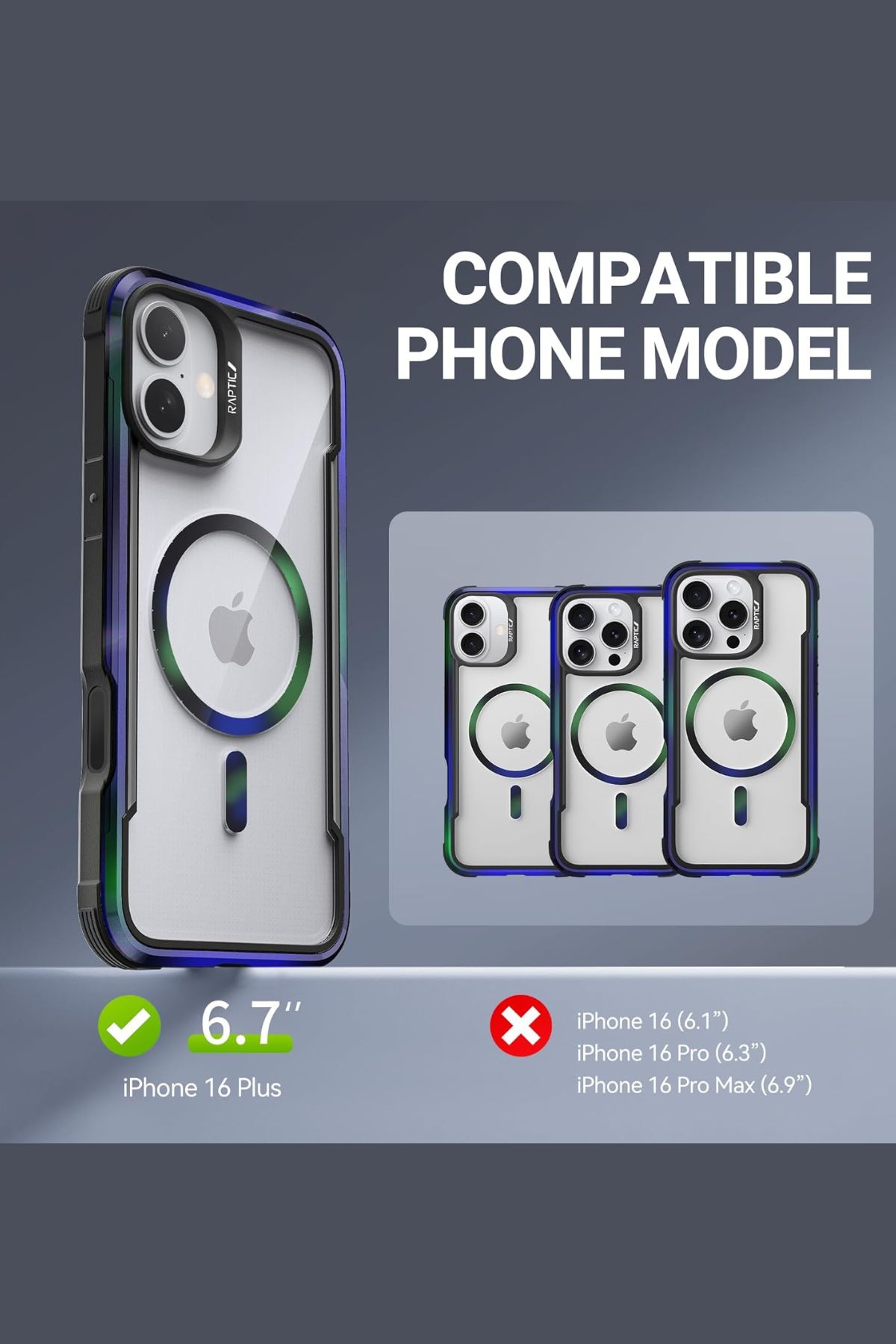 Foto 7 | Funda Aluminio Raptic Shield Maganetico Para Iphone 16 Plus Onyx