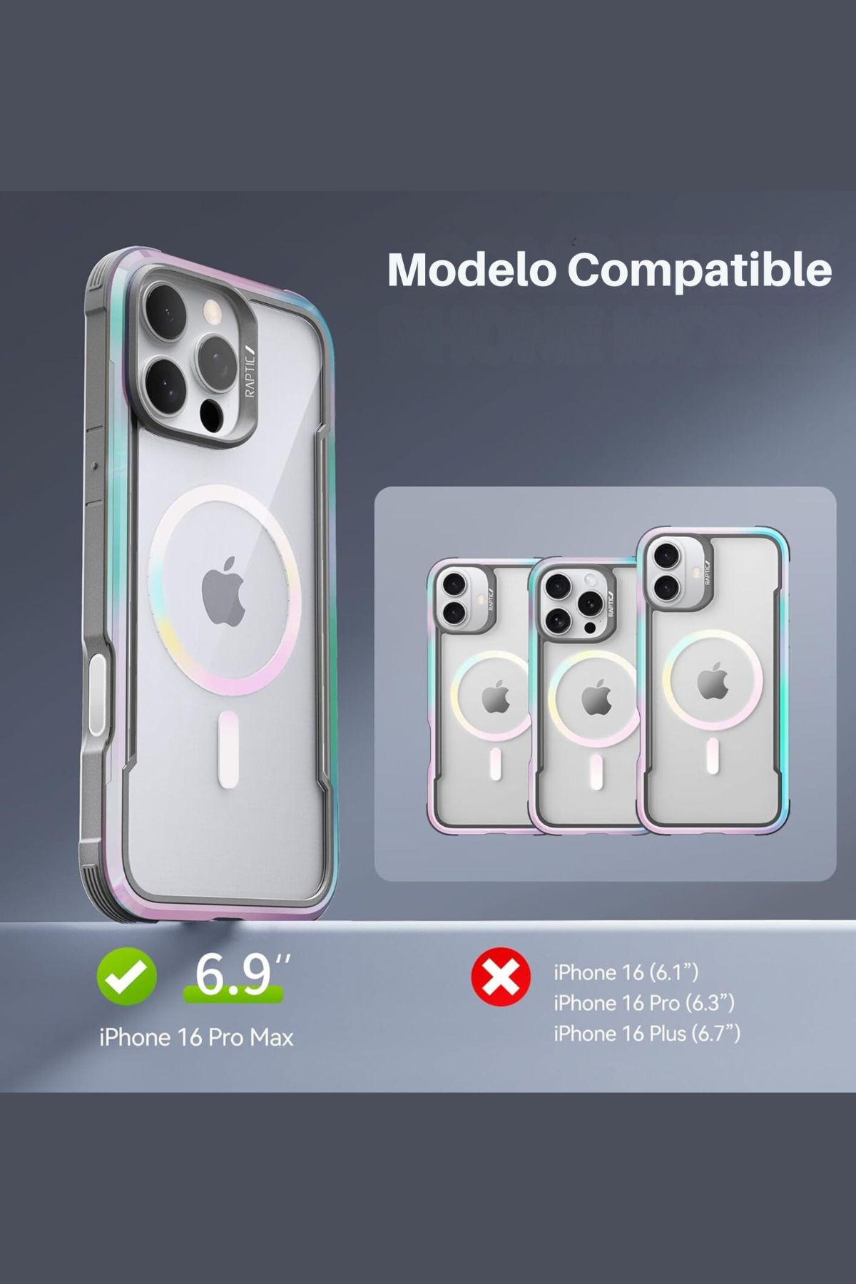 Foto 3 pulgar | Funda Aluminio Raptic Shield Maganetico Para Iphone 16 Pro Max Quartz