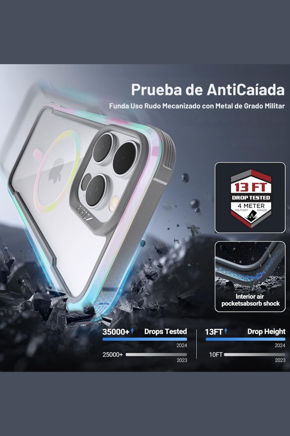 Foto 5 | Funda Aluminio Raptic Shield Maganetico Para Iphone 16 Pro Max Quartz