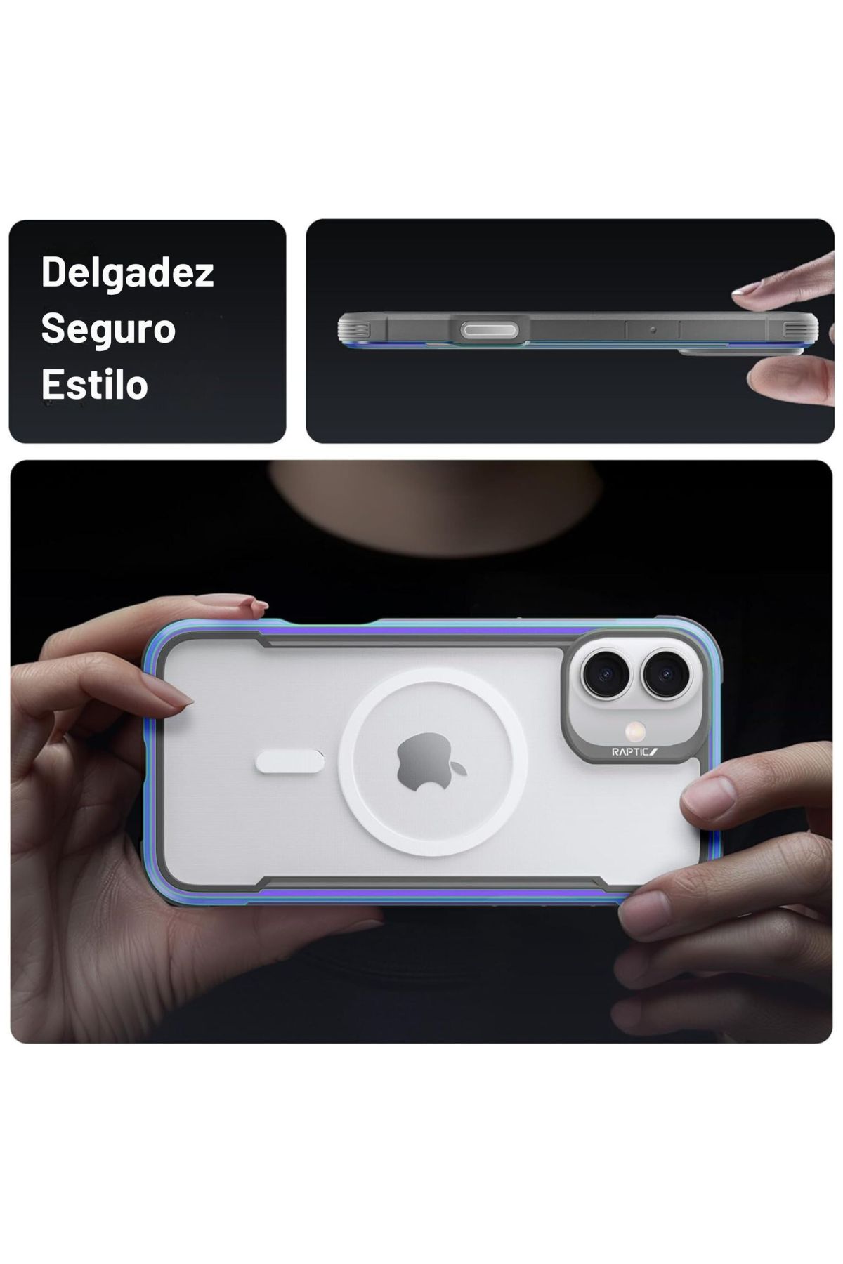 Foto 7 pulgar | Funda Aluminio Raptic Shield Maganetico Para Iphone 16 Iridicente