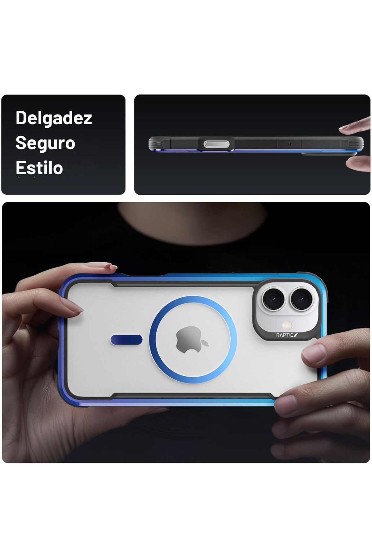 Foto 7 pulgar | Funda Aluminio Raptic Shield Maganetico Para Iphone 16 Plus Blue Gradient