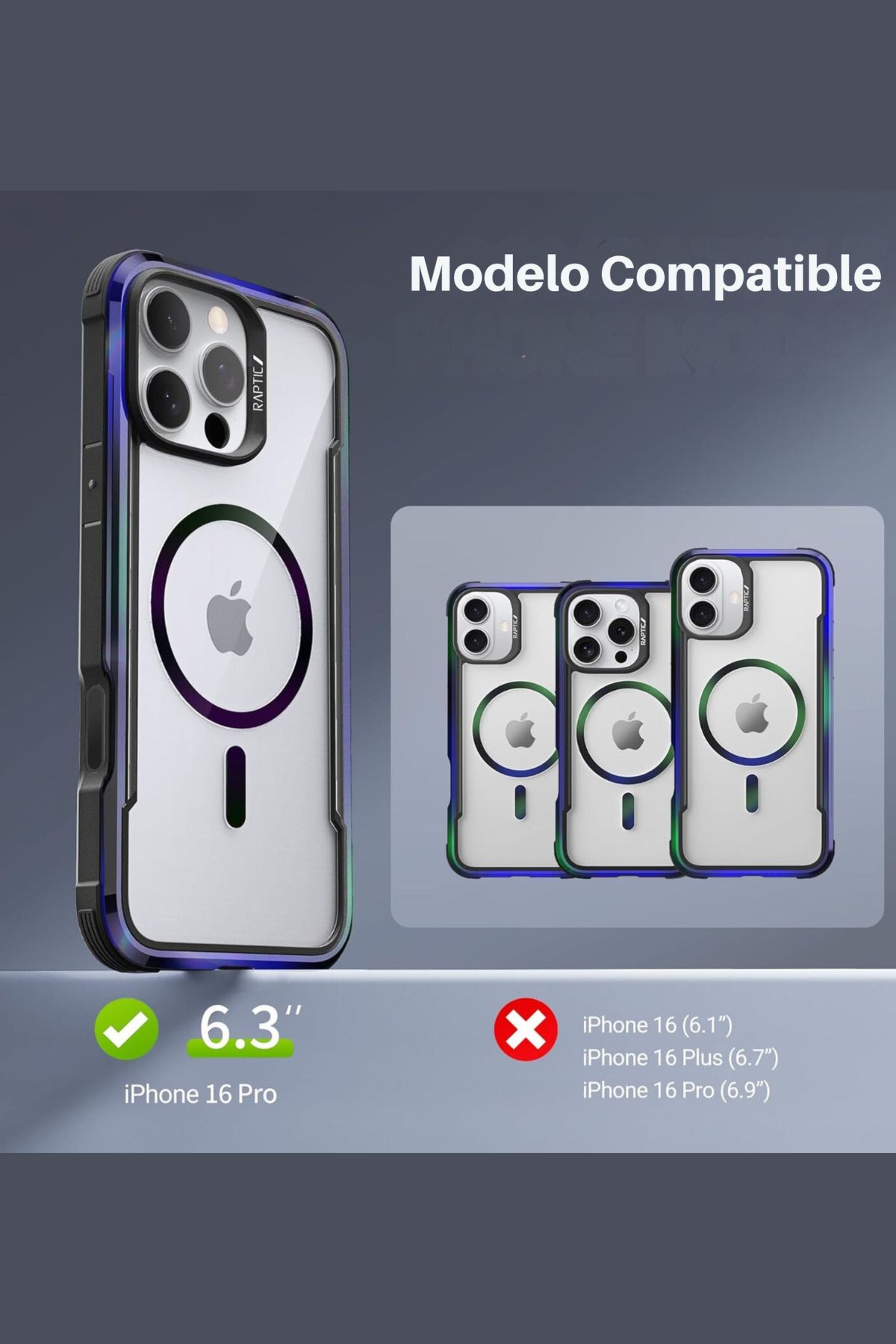 Foto 3 pulgar | Funda Aluminio Raptic Shield Maganetico Para Iphone 16 Pro Negro