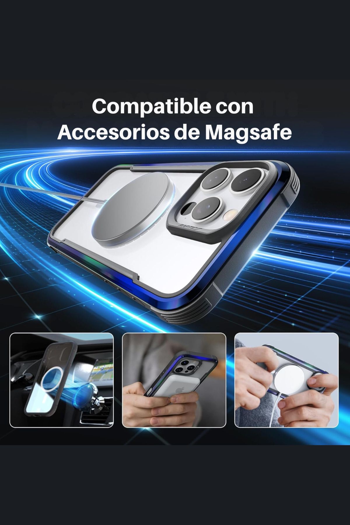 Foto 7 pulgar | Funda Aluminio Raptic Shield Maganetico Para Iphone 16 Pro Negro